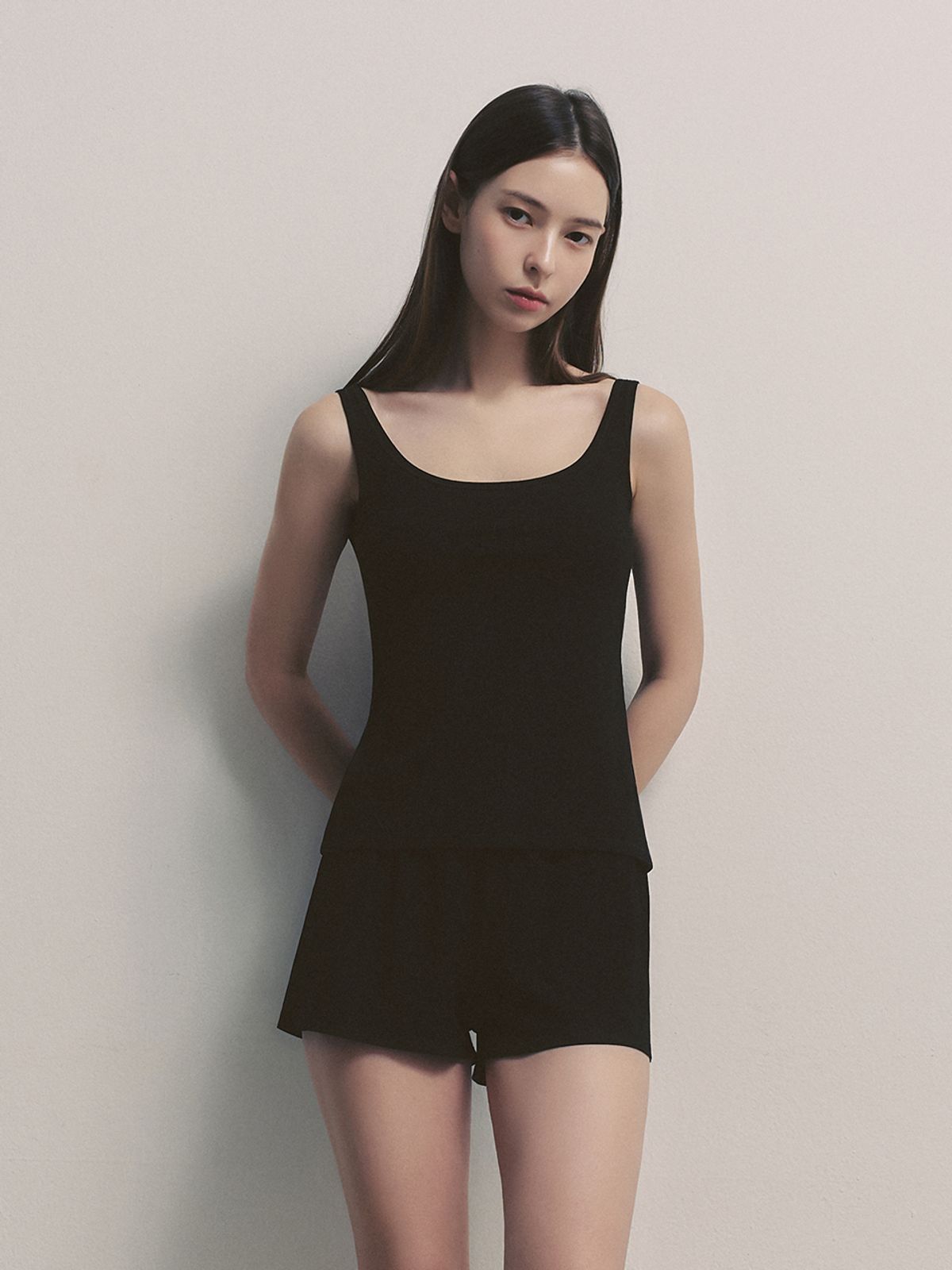 니나쏭(NINASSONG) 골지 브라탑 런닝&반바지 (블랙) set