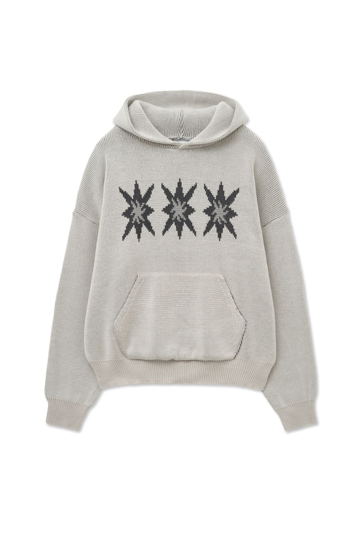 캑터스도넛마켓(CACTUSDONUTMARKET) Star Graphic Knit Hoodie-Cream