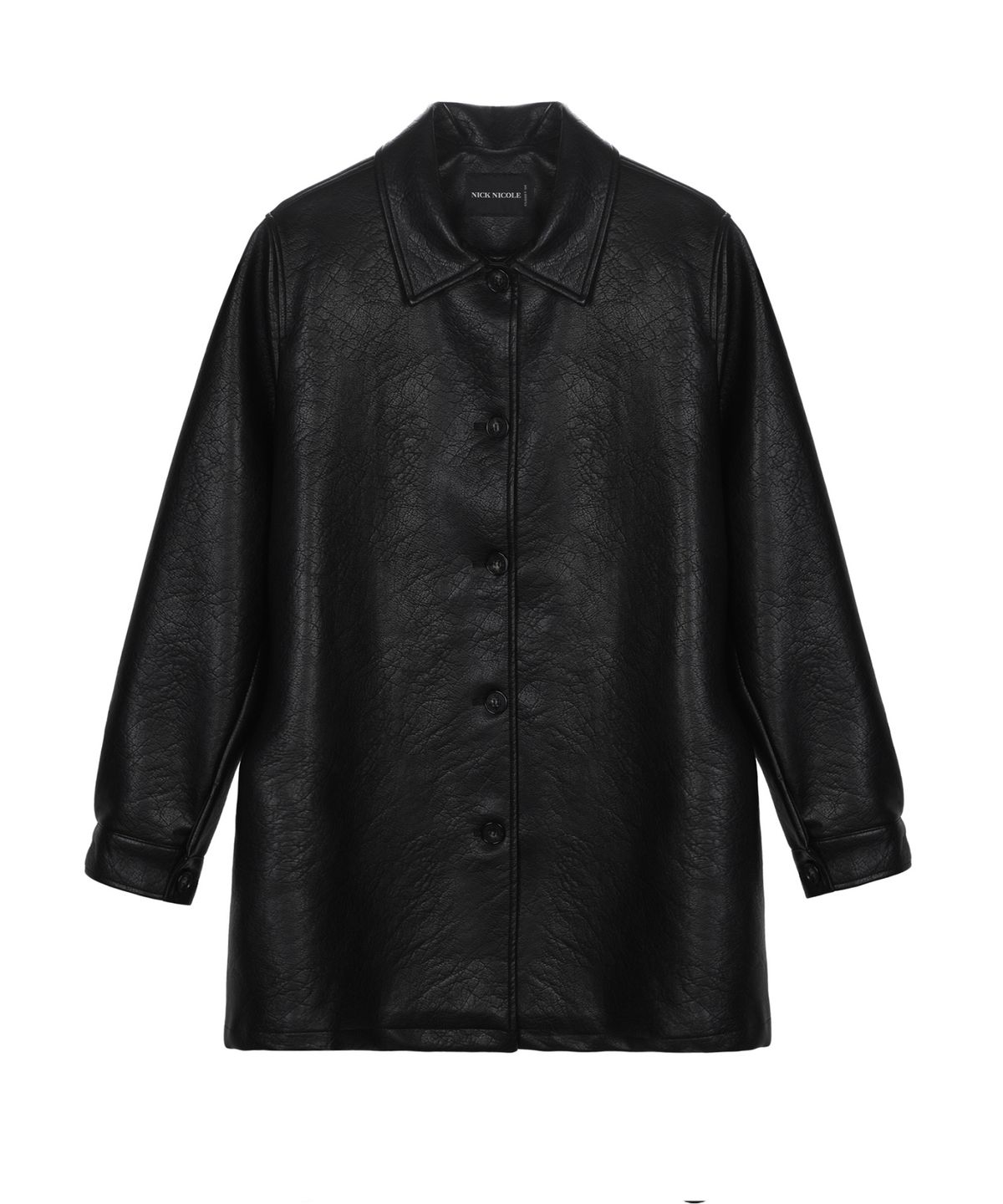 닉앤니콜(NICK&NICOLE) VINTAGE TEXTURED LEATHER BELTED COAT_BLACK