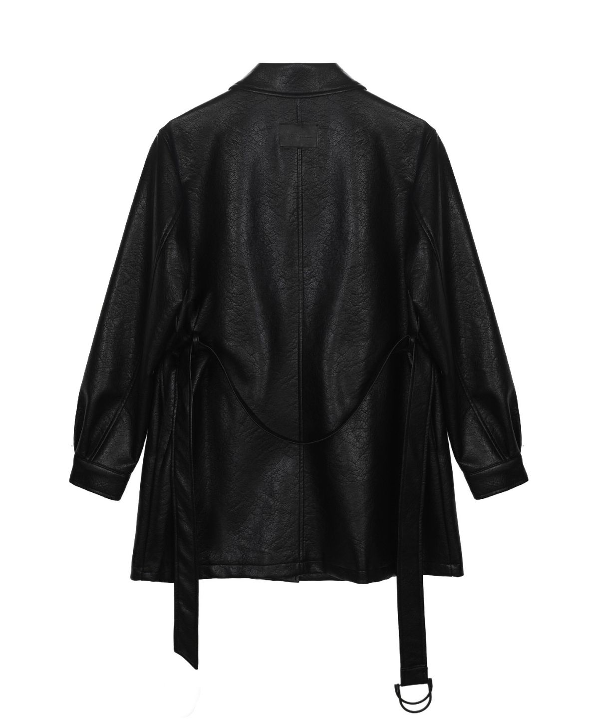 닉앤니콜(NICK&NICOLE) VINTAGE TEXTURED LEATHER BELTED COAT_BLACK