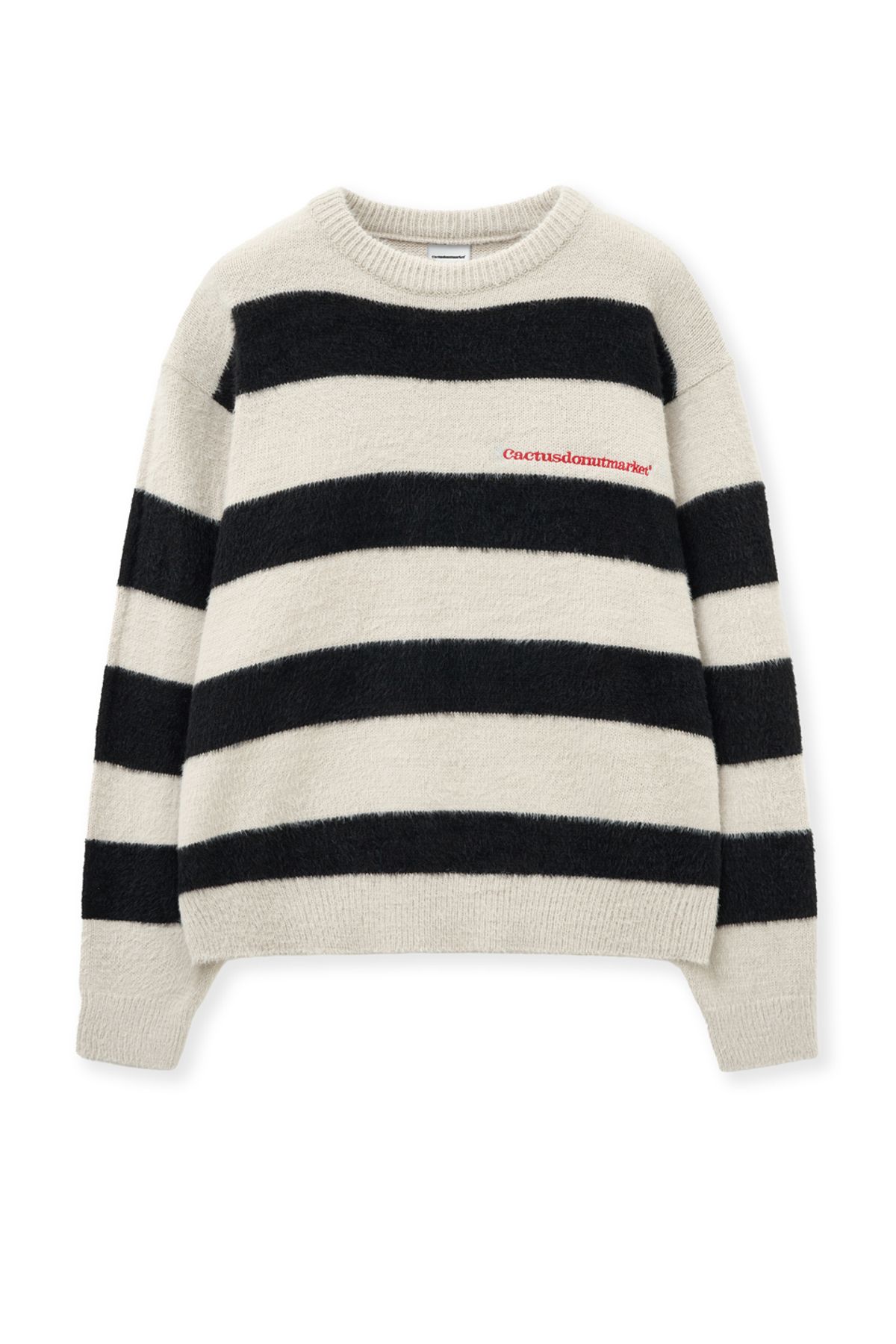 캑터스도넛마켓(CACTUSDONUTMARKET) Embroidery Hairy Stripe Sweater-Cream