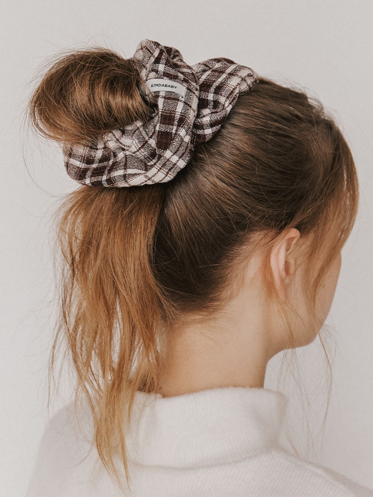 카인더베이비(KINDABABY) toffee check plaid scrunch