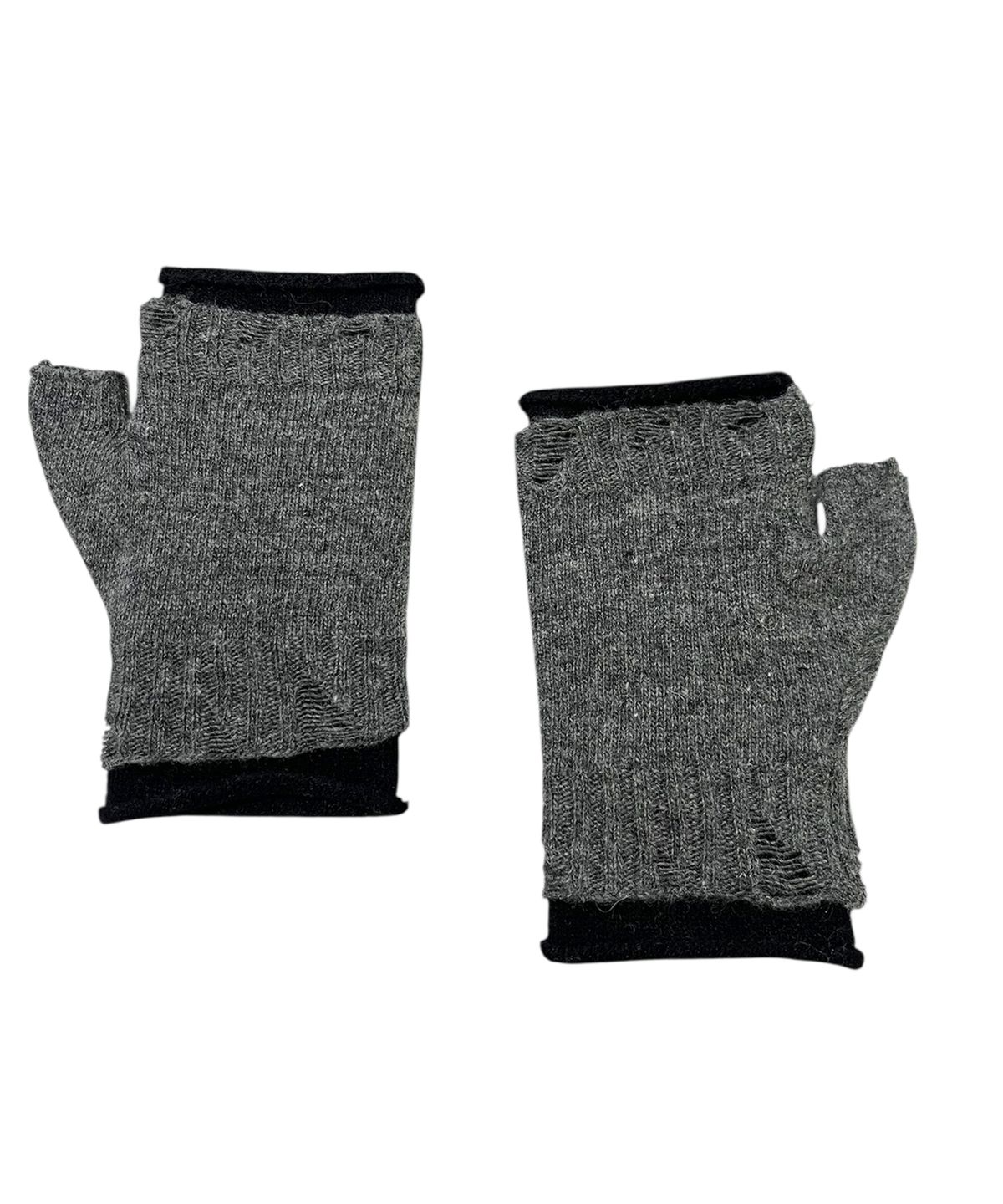 스케이터락(SK8ER ROCK) Cross Layerd Finger Knit Gloves ((charcoal*black))