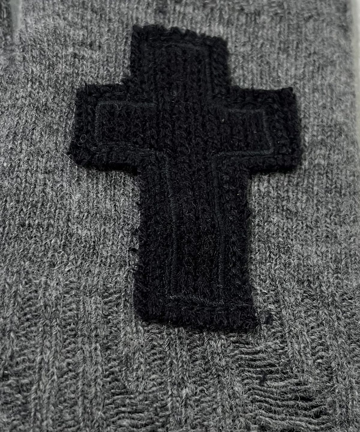 스케이터락(SK8ER ROCK) Cross Layerd Finger Knit Gloves ((charcoal*black))
