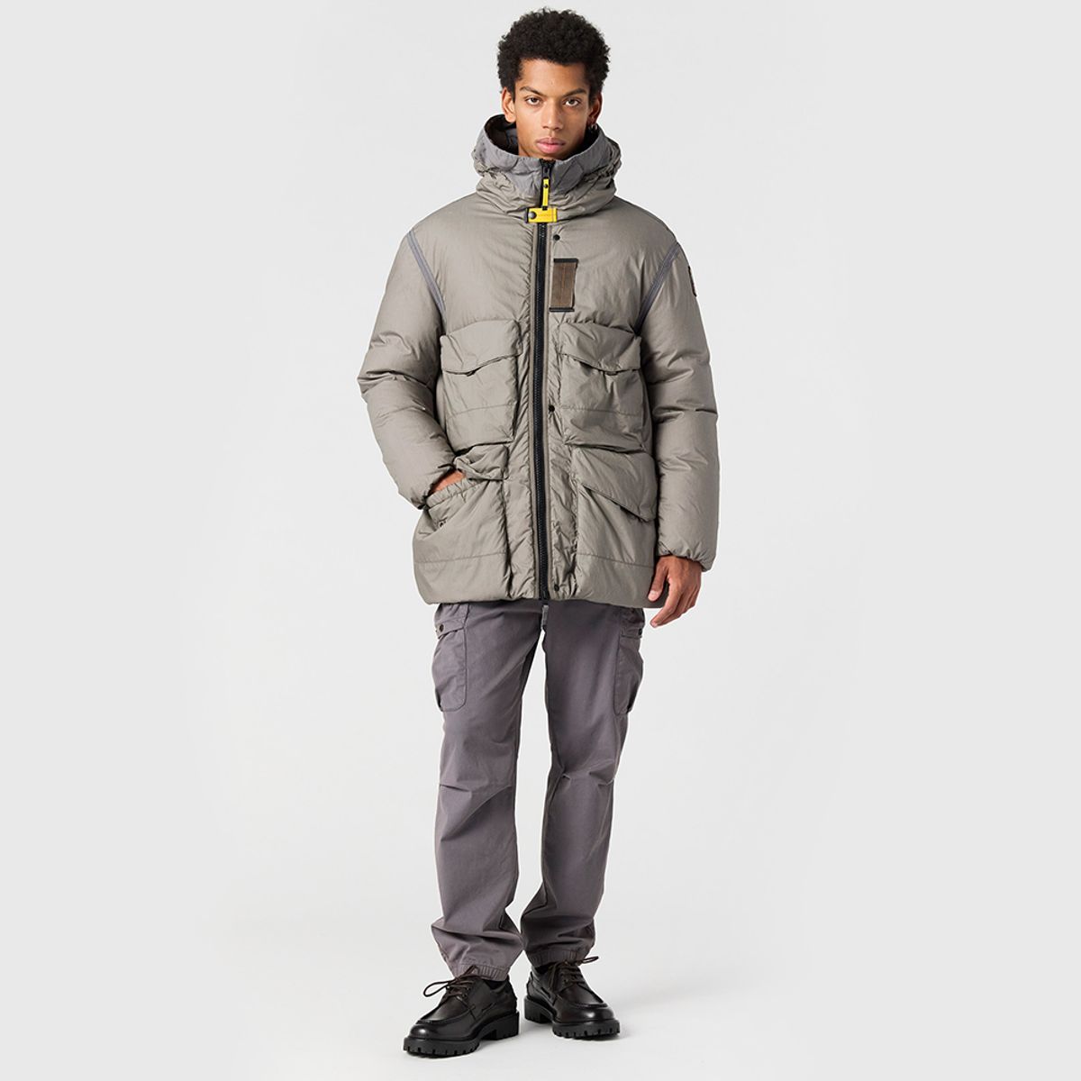파라점퍼스(PARA JUMPERS) 남성 후드 패딩 재킷 알베스톤-Olive Grey/Pewter (25WMPMJKNA02PJB035)