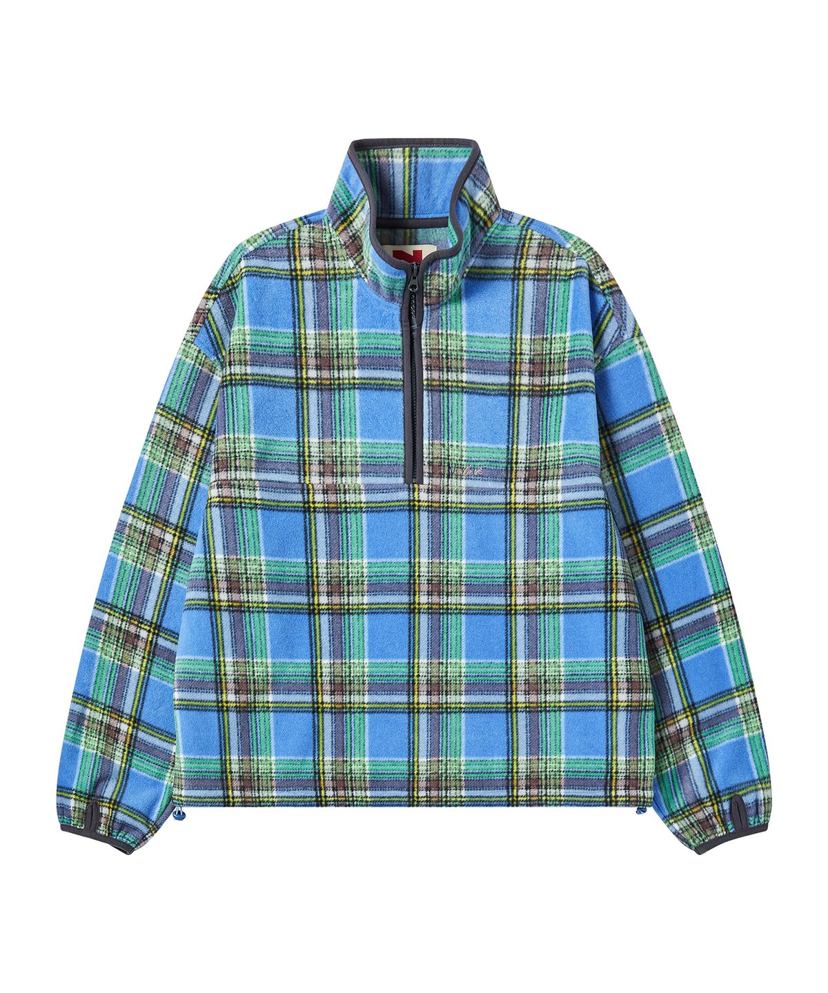 비욘드클로젯(BEYOND CLOSET) [COLLECTION LINE] 프레피 플레이드 집업 플리스 블루