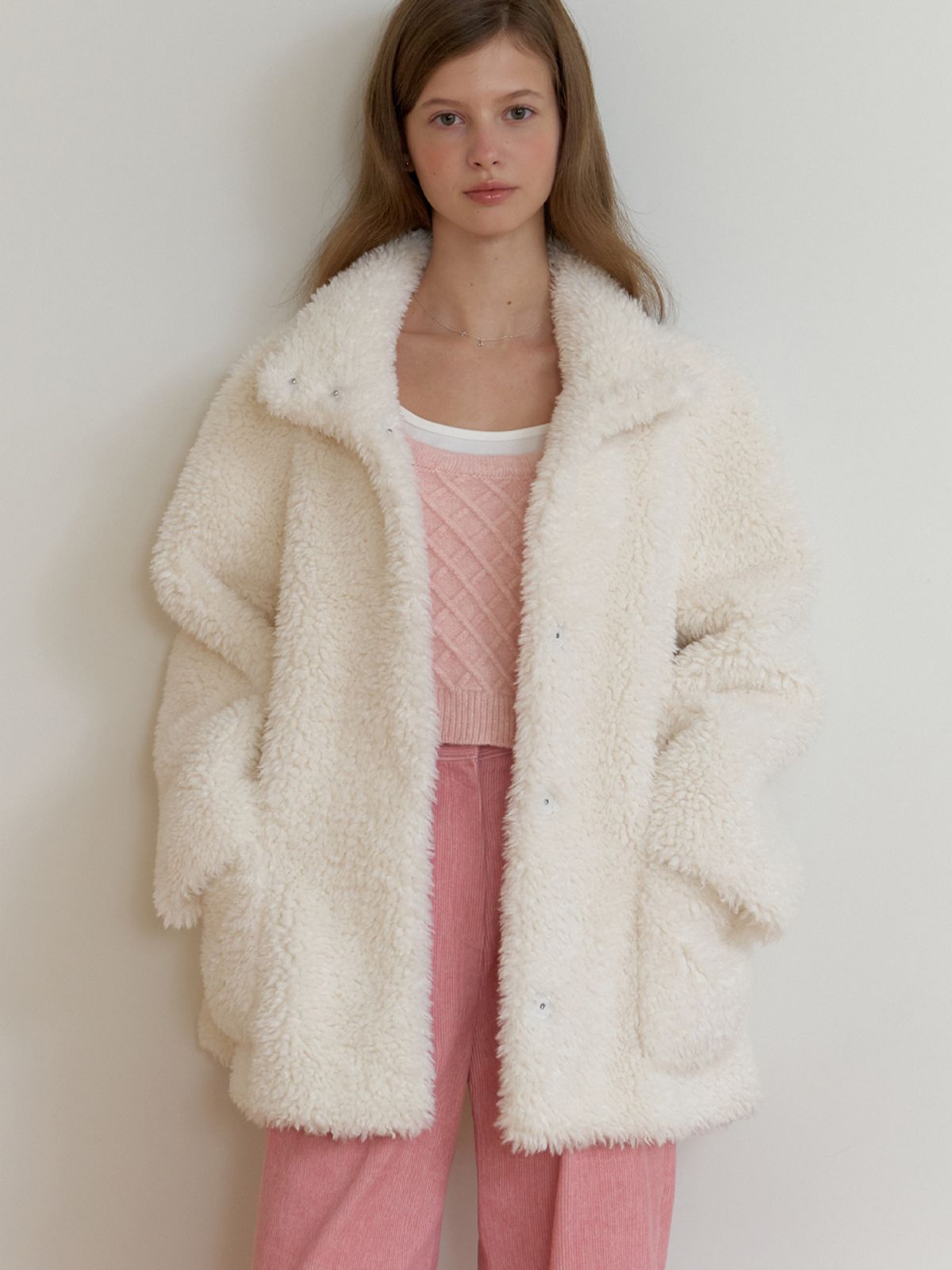 리엘(RE L) Begonia fur half coat (ivory)