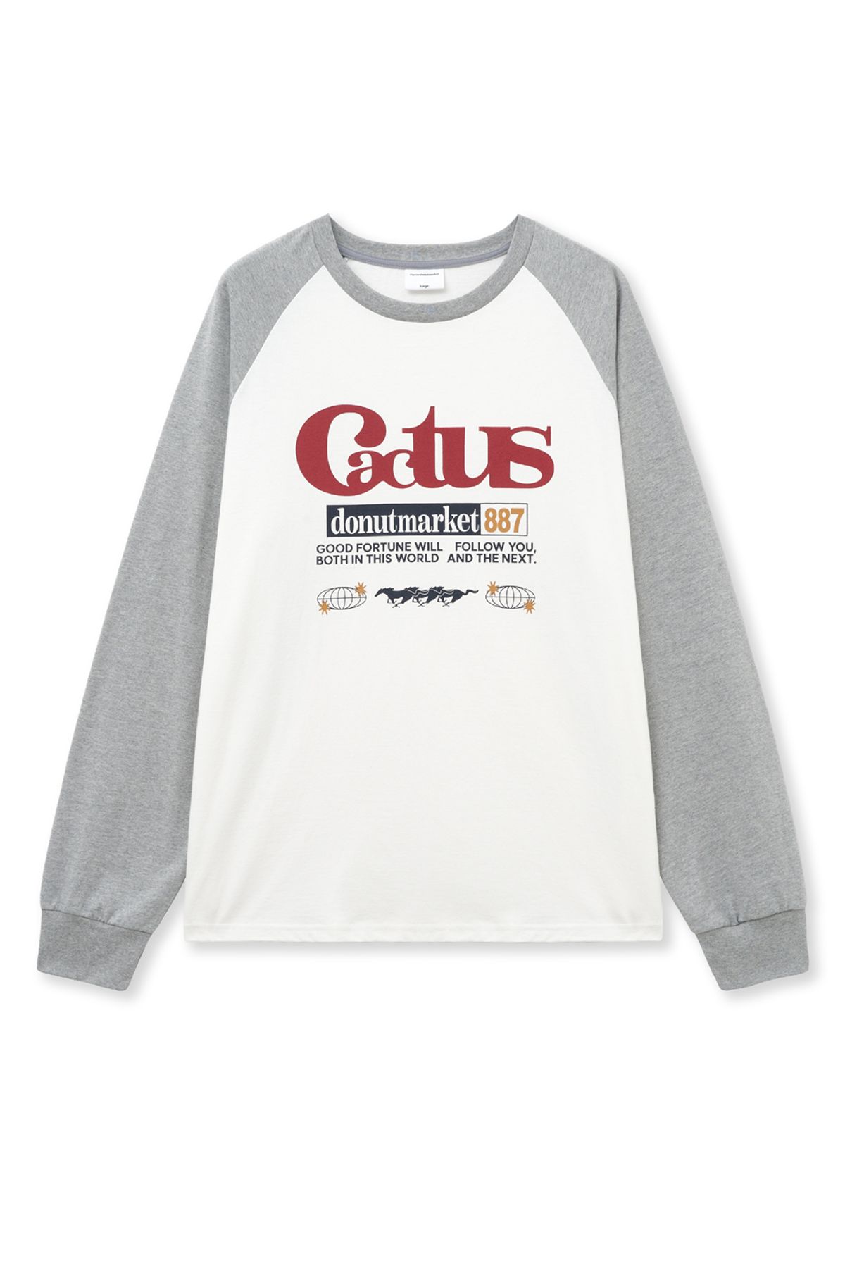 캑터스도넛마켓(CACTUSDONUTMARKET) Cactus Raglan Long Sleeve T-shirt-Melange gray