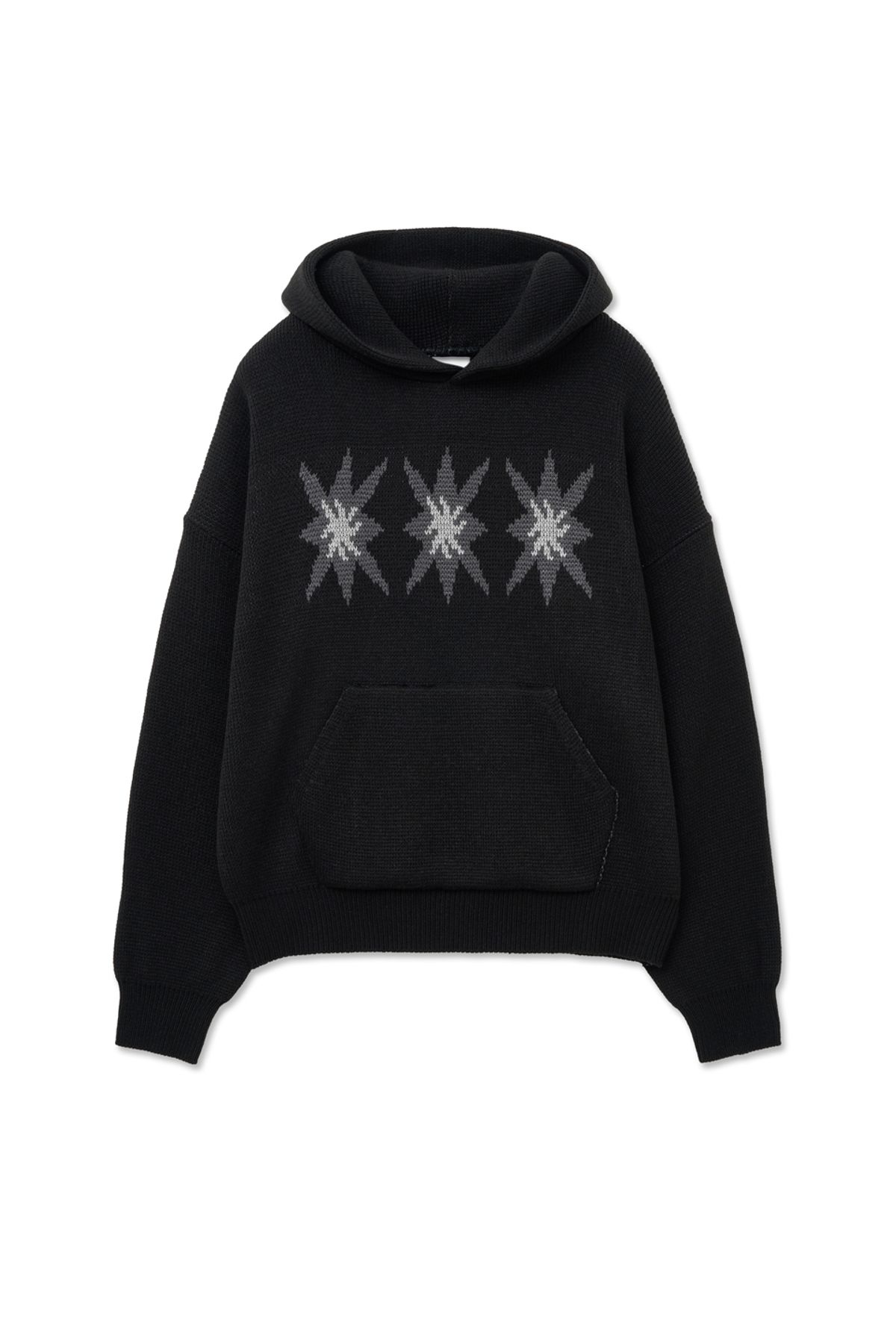 캑터스도넛마켓(CACTUSDONUTMARKET) Star Graphic Knit Hoodie-Black