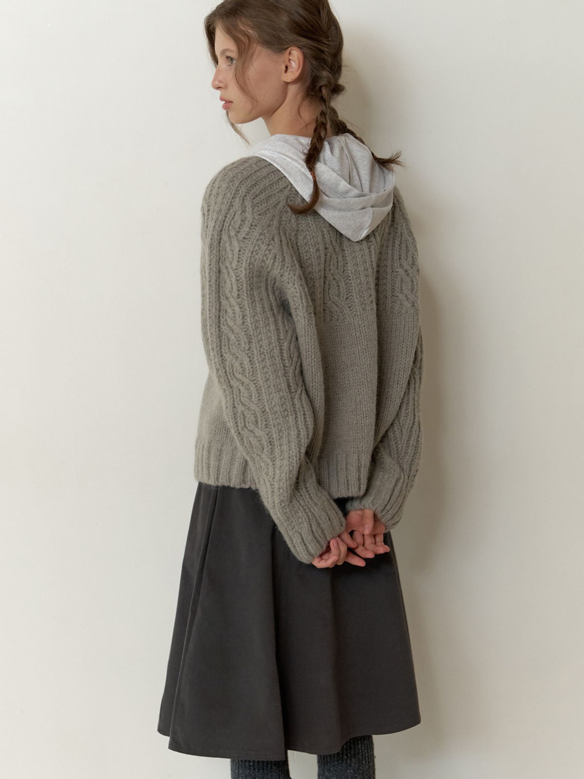 더미튼(THEMITTEN) Duffle cable cardigan (gray)