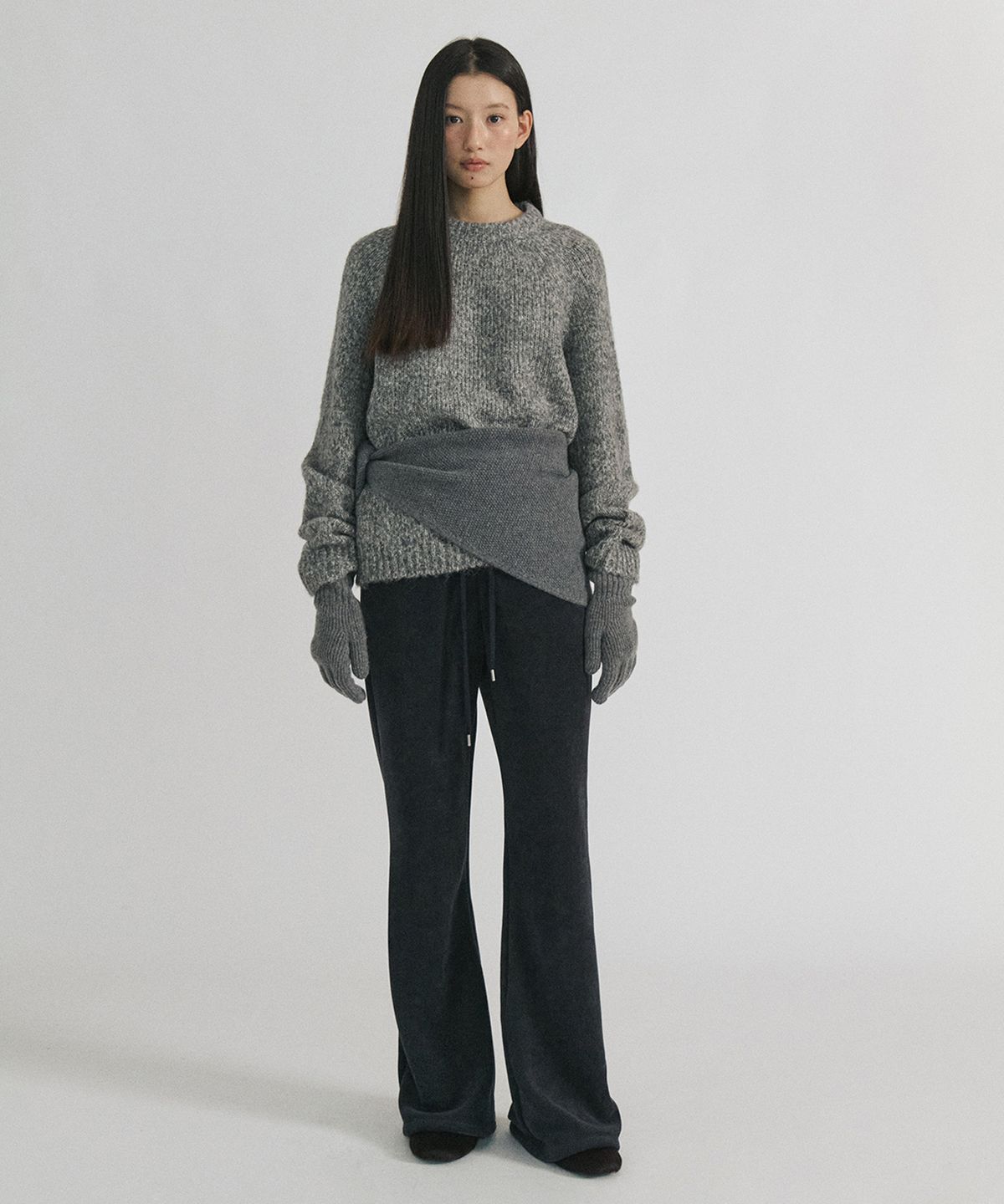 스텝어라운드(STEP AROUND) Fleece Lined Bootcut Banding Pants_NAVY