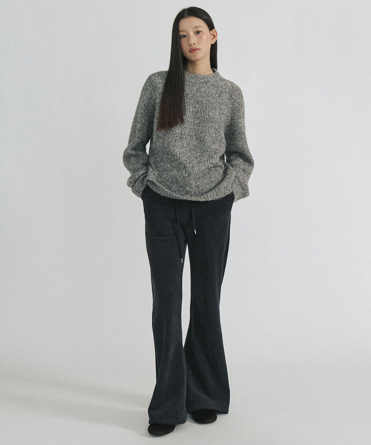 스텝어라운드(STEP AROUND) Fleece Lined Bootcut Banding Pants_NAVY