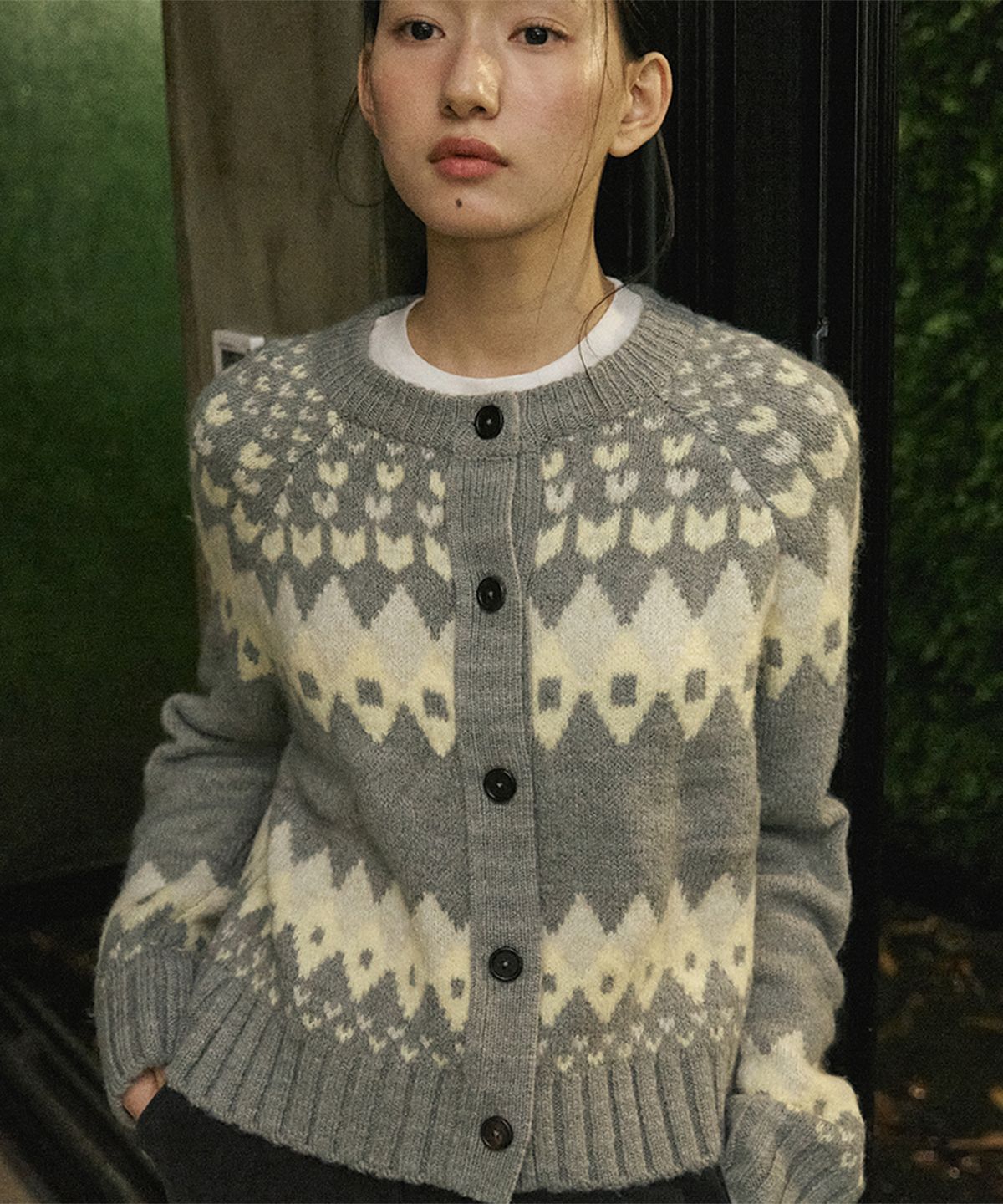 스텝어라운드(STEP AROUND) Nordic Classic Wool Cardigan_GREY