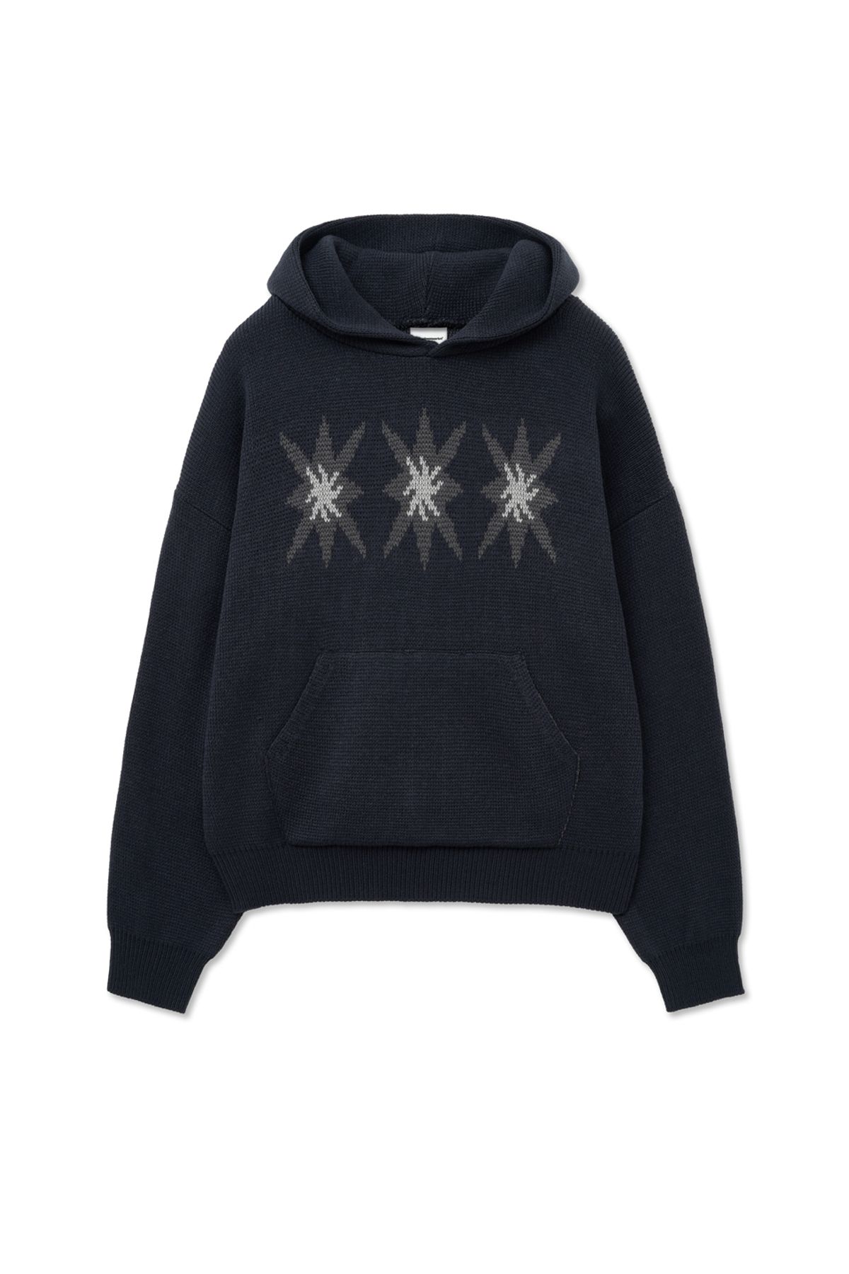 캑터스도넛마켓(CACTUSDONUTMARKET) Star Graphic Knit Hoodie-Navy