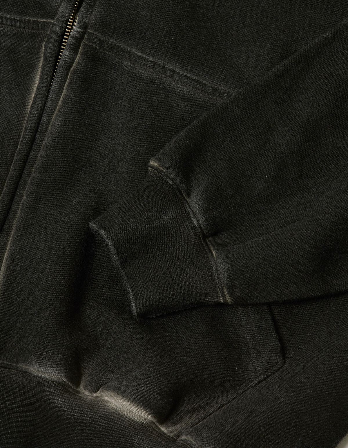 로어즈(LORES) Pigment Dyed Split Zip Hoodie - Charcoal