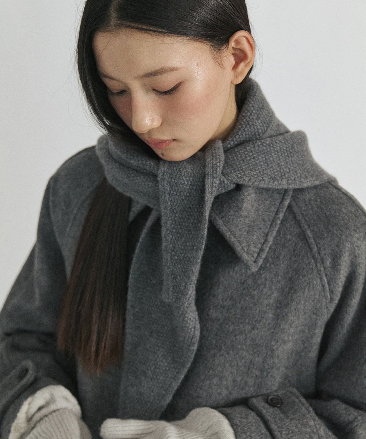 스텝어라운드(STEP AROUND) Cashmere Textured Knit Scarf_2COLORS