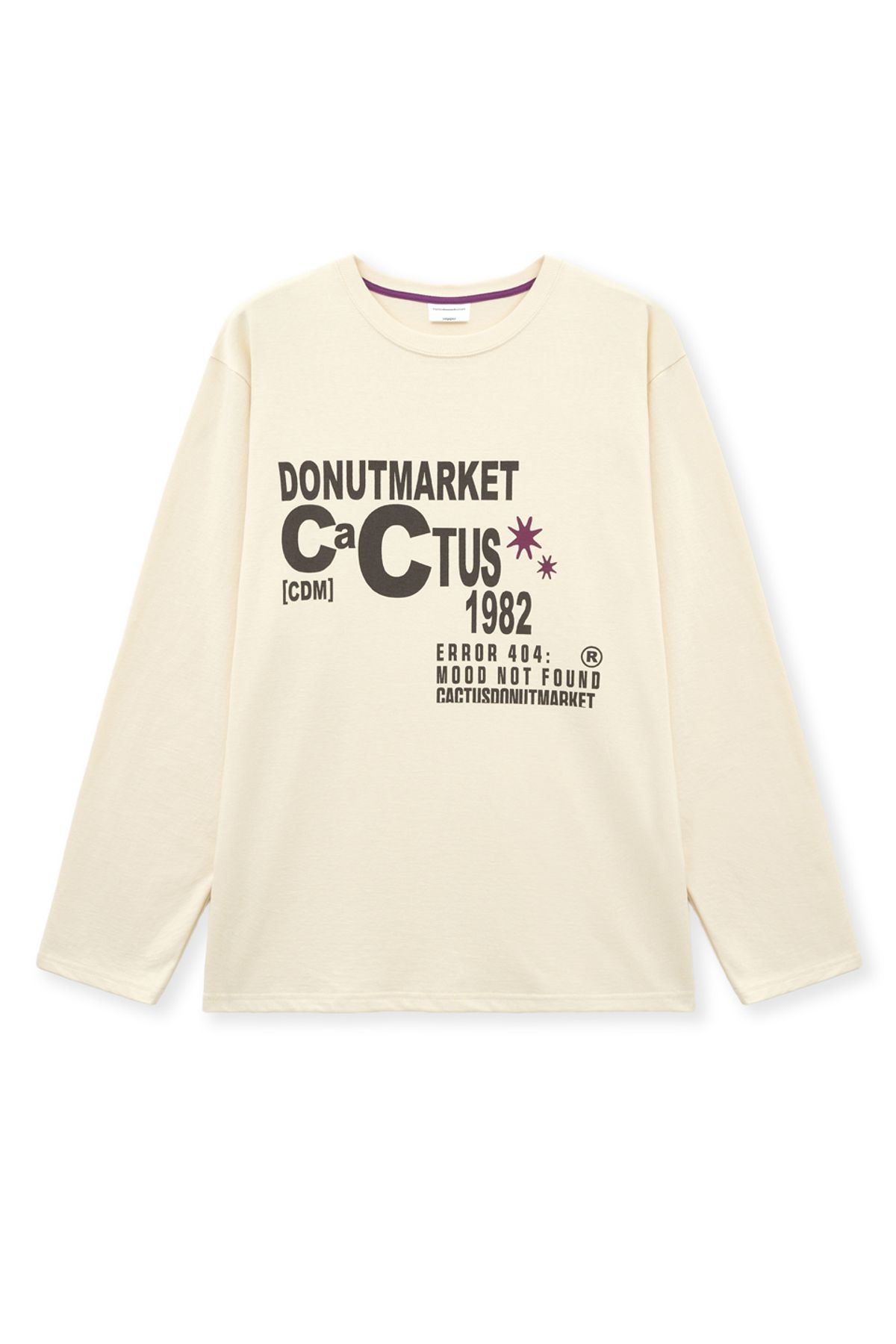 캑터스도넛마켓(CACTUSDONUTMARKET) Lettering Long Sleeve T-shirt-Cream