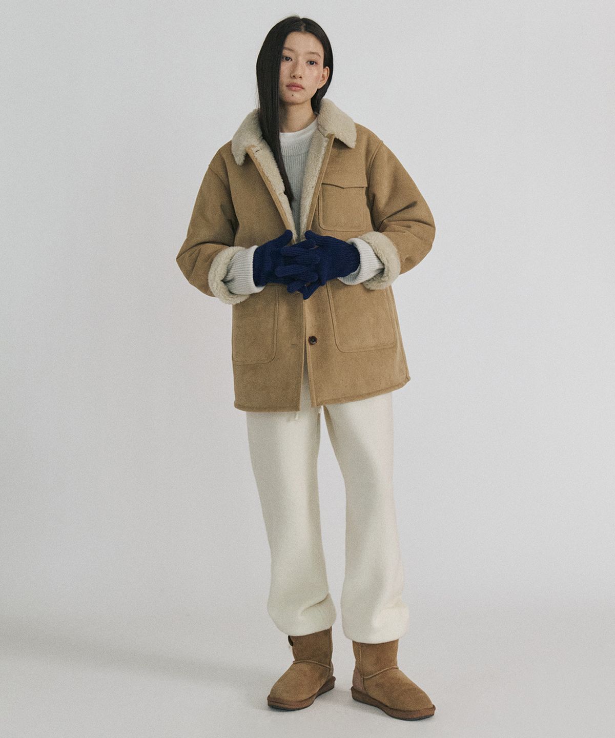 스텝어라운드(STEP AROUND) Merino Shearling Pocket Mustang_BEIGE
