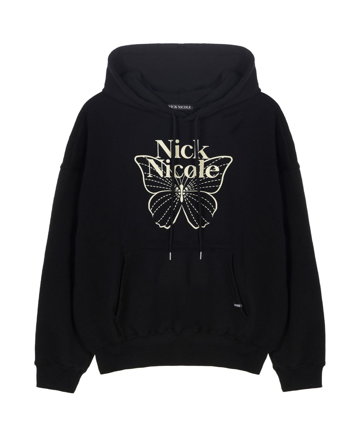 닉앤니콜(NICK&NICOLE) BUTTERFLY SIGNATURE HOODIE_BLACK CREAM
