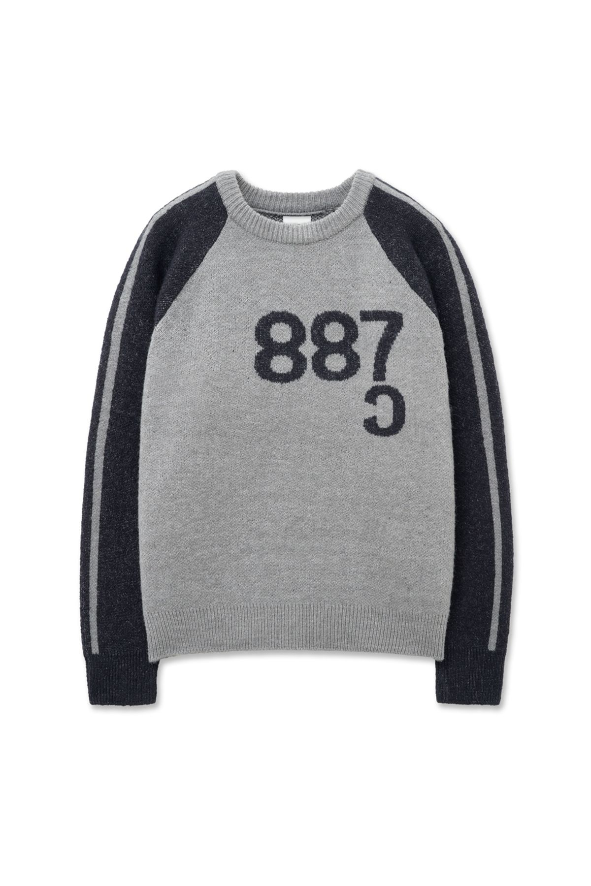 캑터스도넛마켓(CACTUSDONUTMARKET) 887 Graphic Raglan Track Sweater-Melange gray