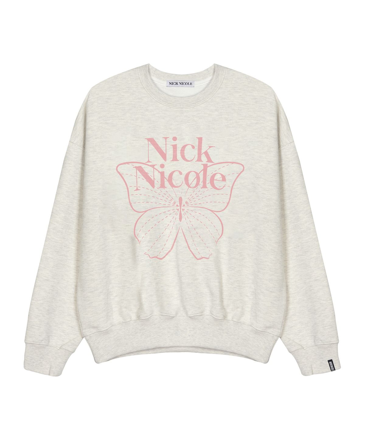 닉앤니콜(NICK&NICOLE) BUTTERFLY SIGNATURE SWEATSHIRT_OATMEAL PINK