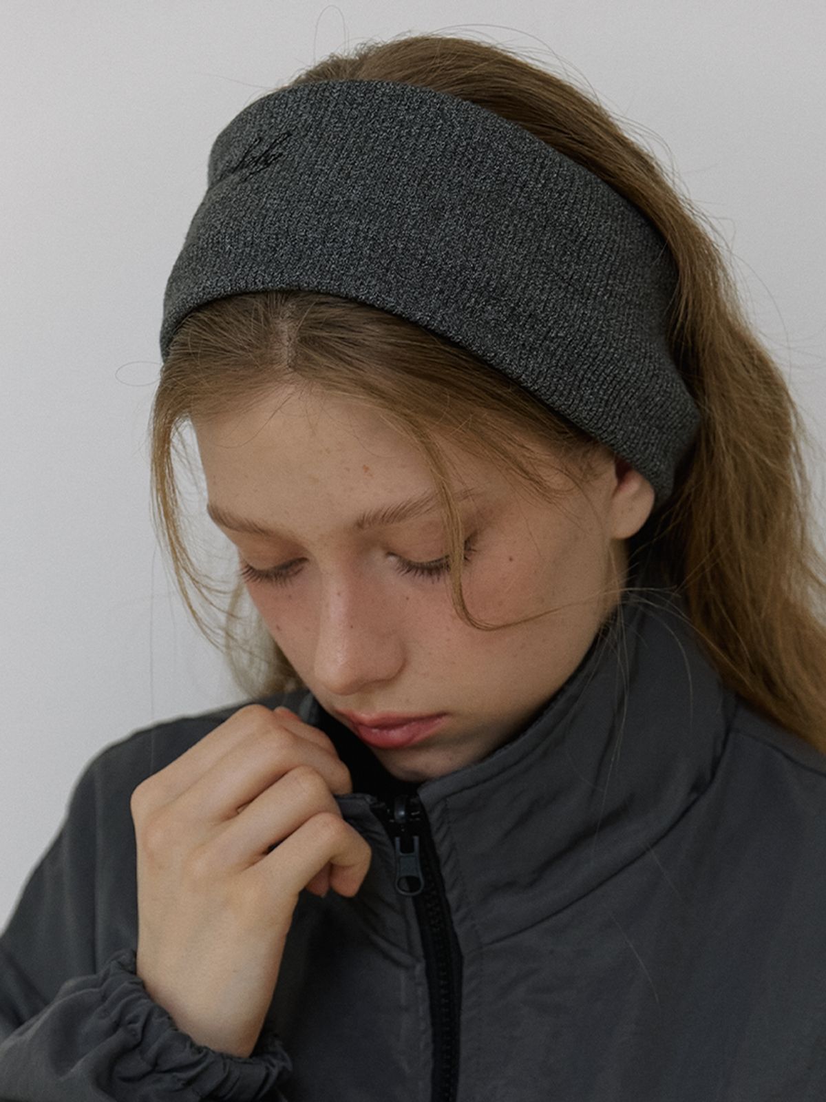 카인더베이비(KINDABABY) cozy mood logo band - melange charcoal