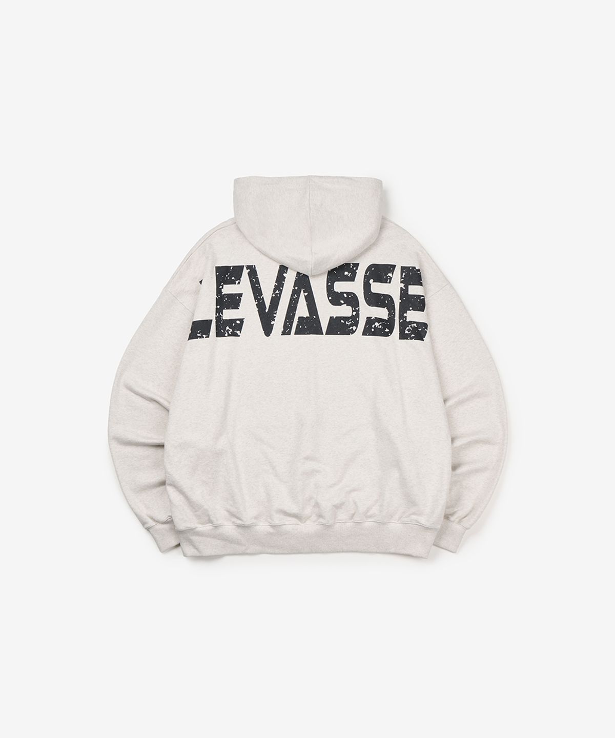 르바세(LEVASSE) 올드스쿨 백로고 오버핏 후드 티셔츠_오트밀