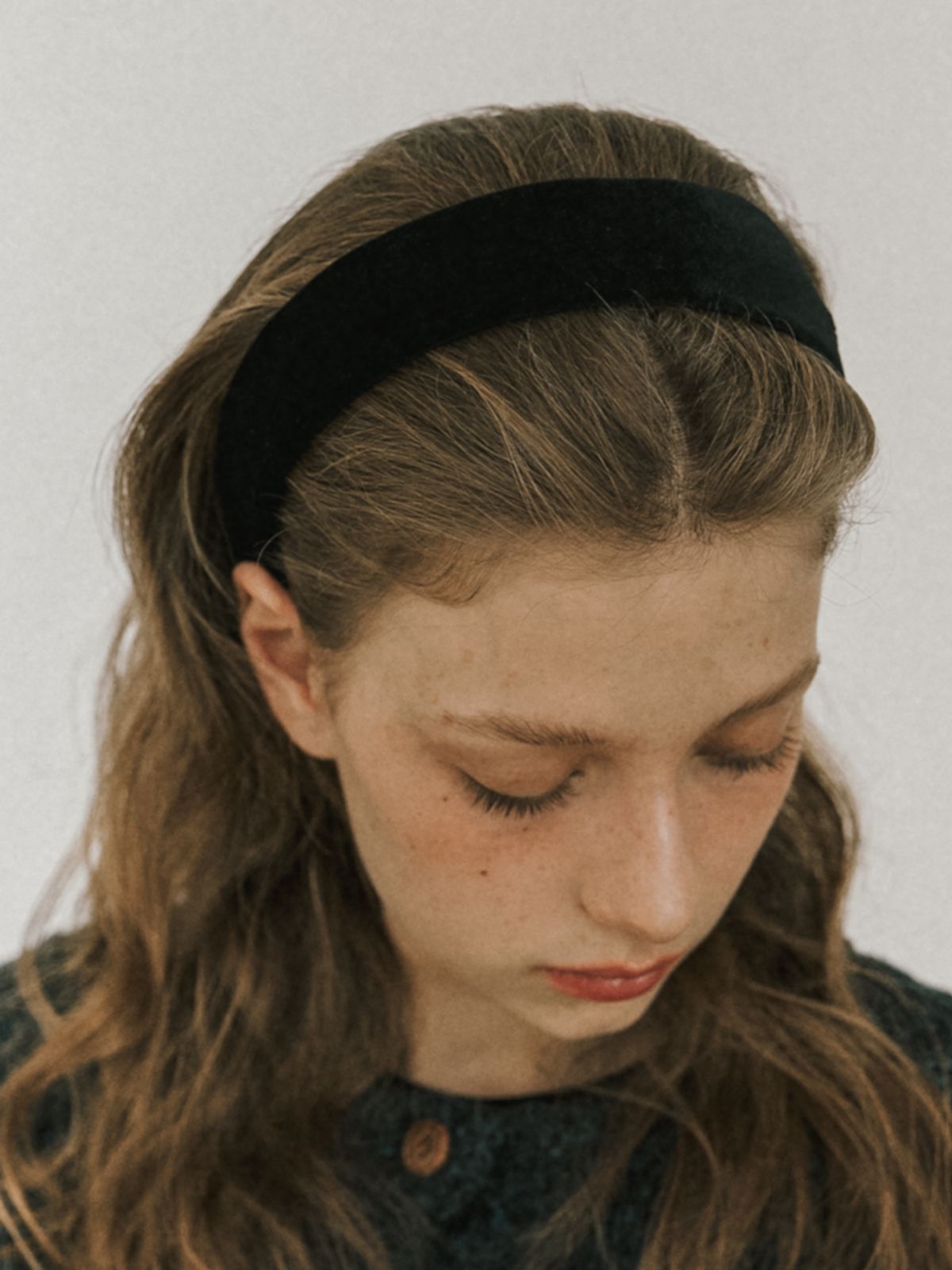 카인더베이비(KINDABABY) classic velvet logo head band - black