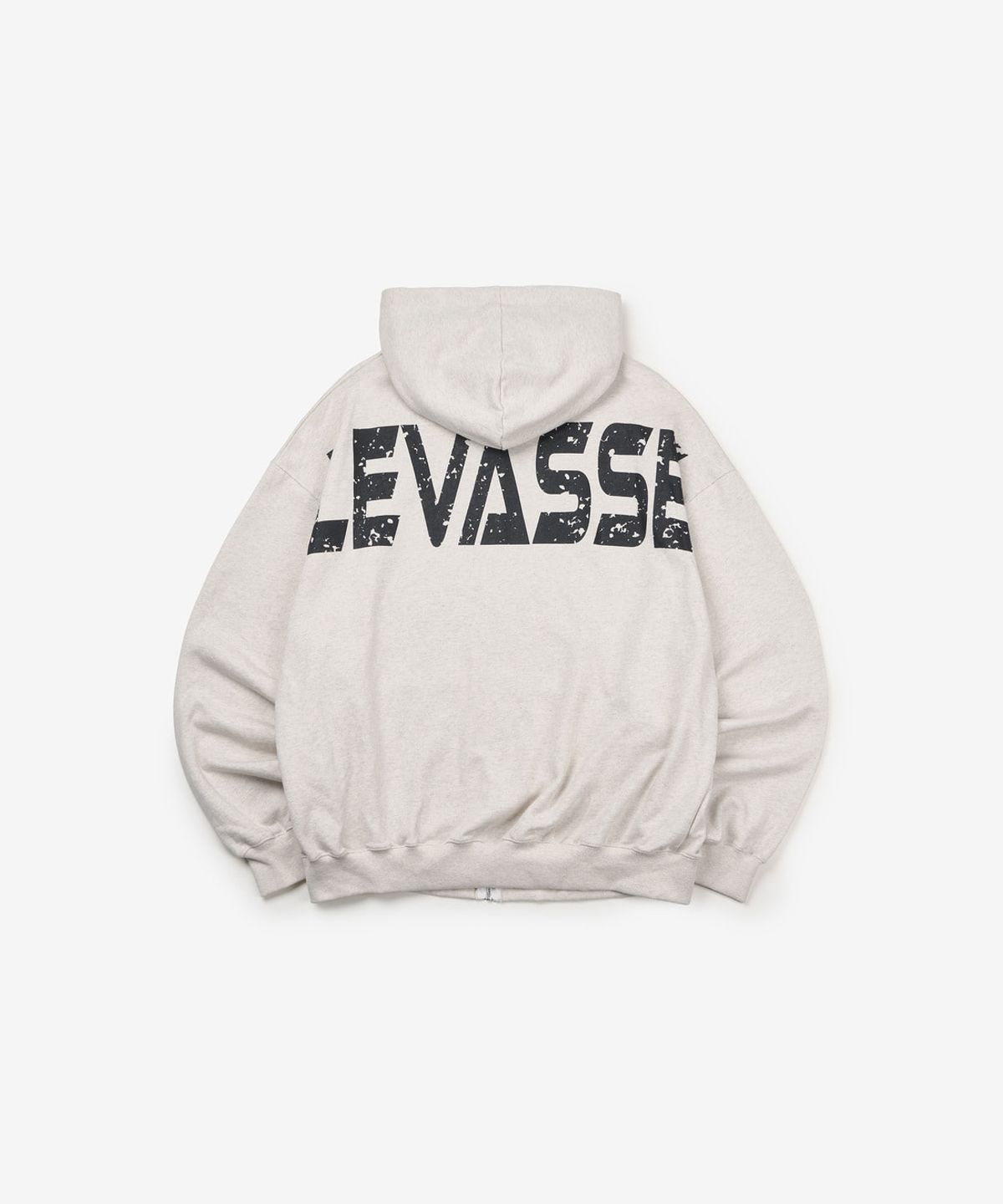 르바세(LEVASSE) 올드스쿨 백로고 오버핏 후드집업_오트밀