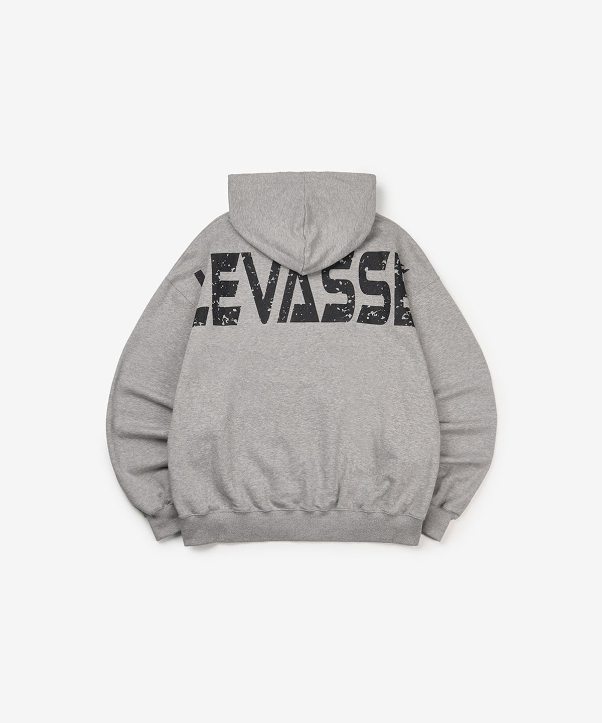 르바세(LEVASSE) 올드스쿨 백로고 오버핏 후드집업_그레이