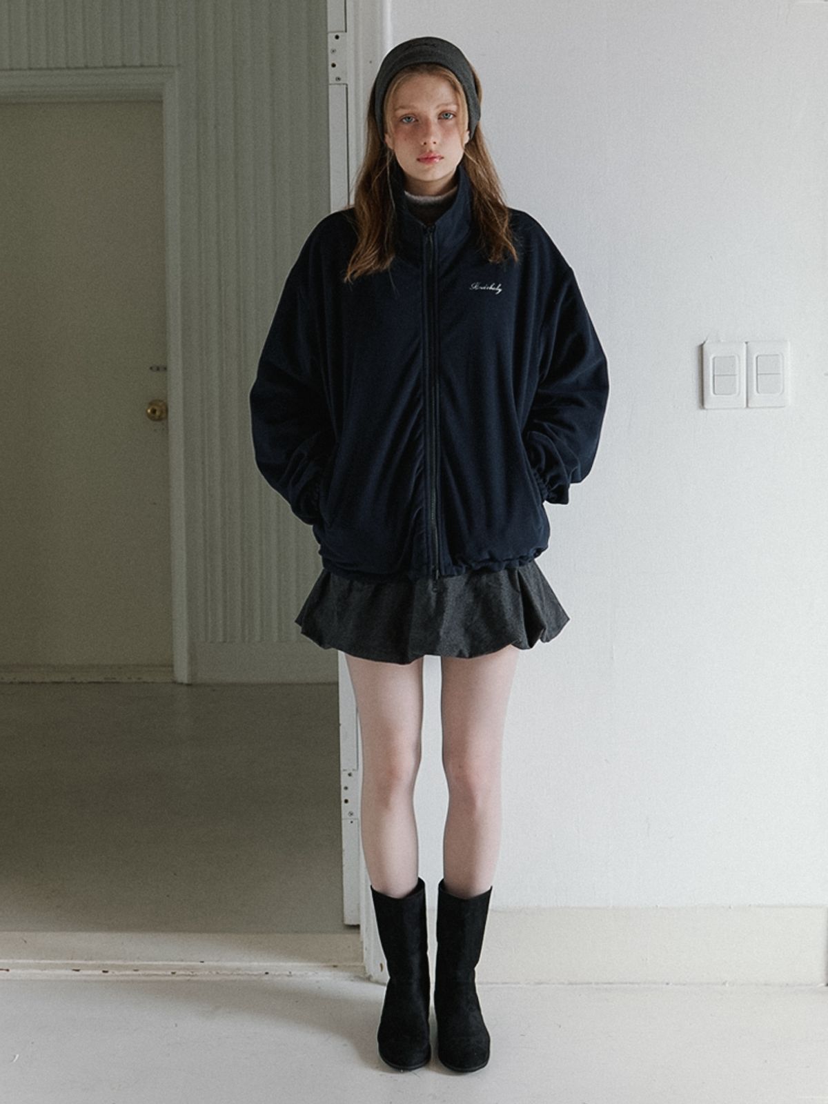 카인더베이비(KINDABABY) reversible fleece easy jacket - deep navy
