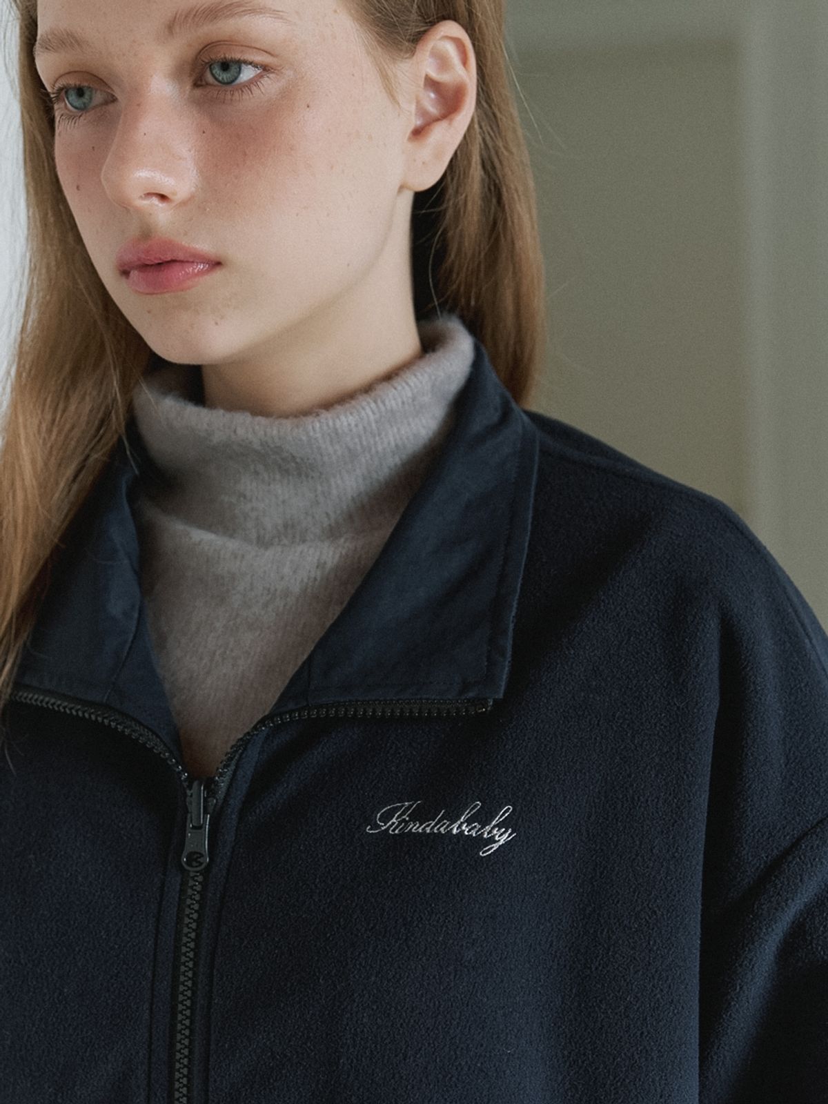 카인더베이비(KINDABABY) reversible fleece easy jacket - deep navy