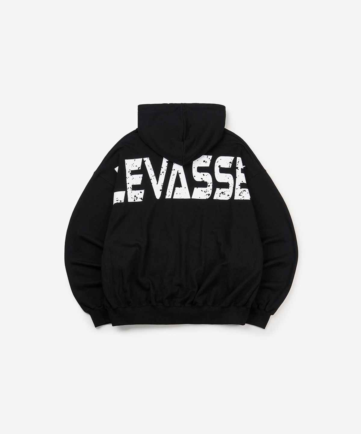 르바세(LEVASSE) 올드스쿨 백로고 오버핏 후드집업_블랙