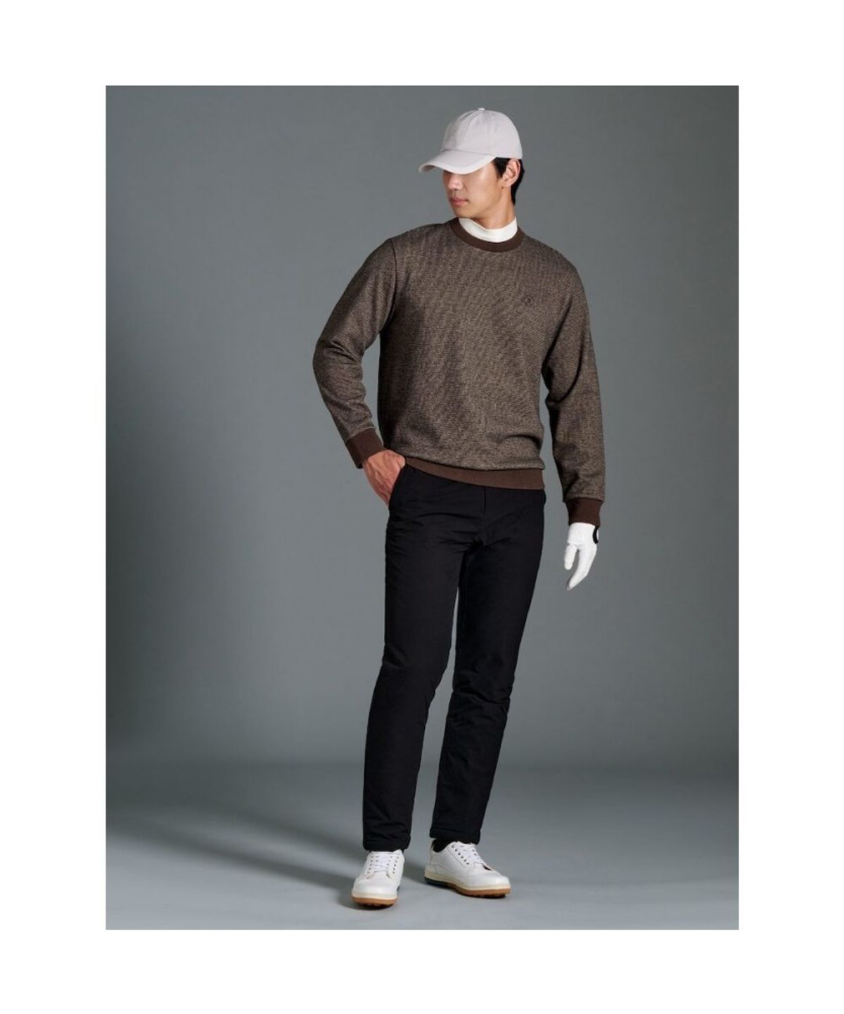 빈폴골프(BEANPOLE GOLF) 남성 하운드 투스 스웨트 셔츠 - 브라운