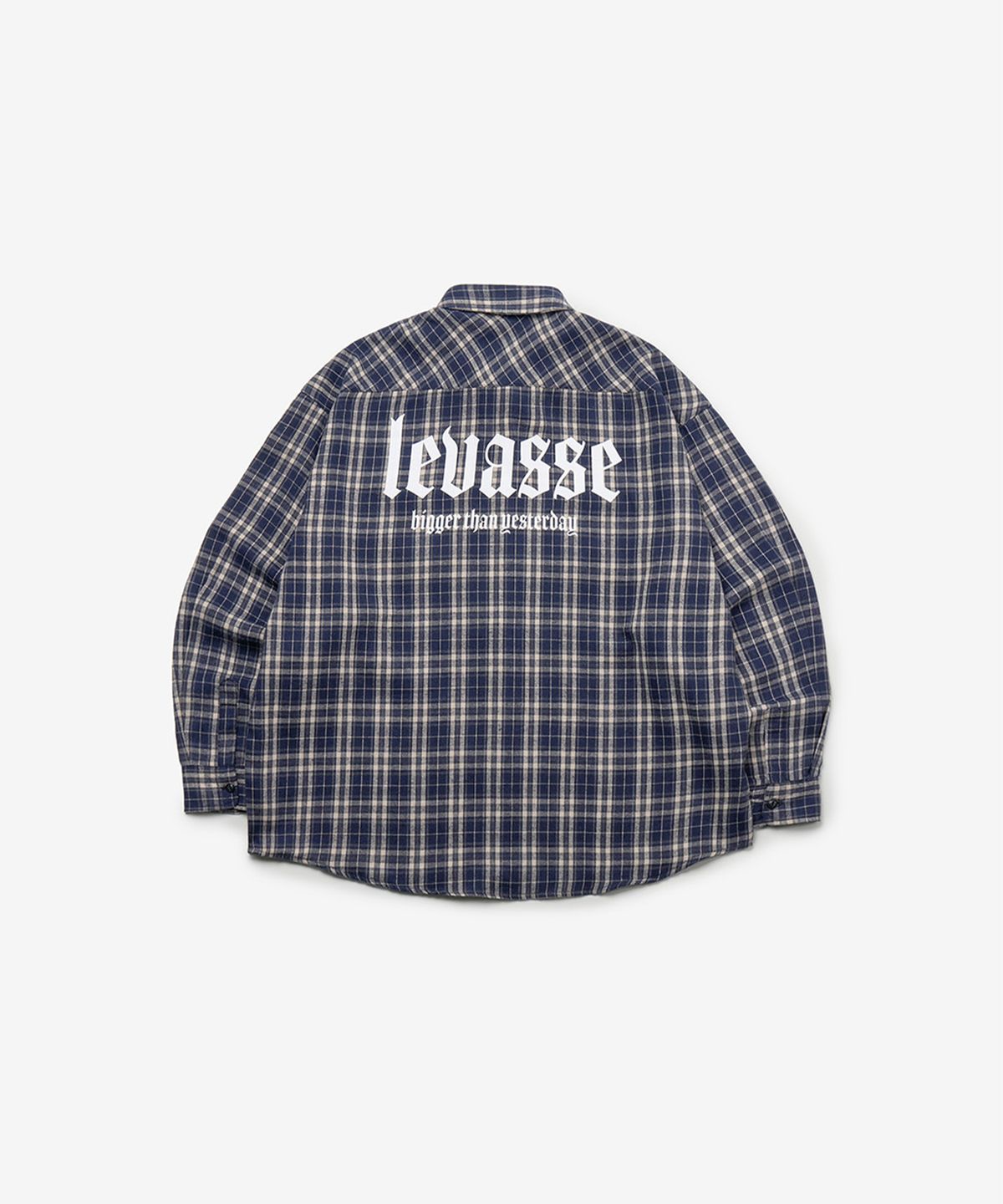 르바세(LEVASSE) 슬로건 백로고 오버핏 셔츠_네이비