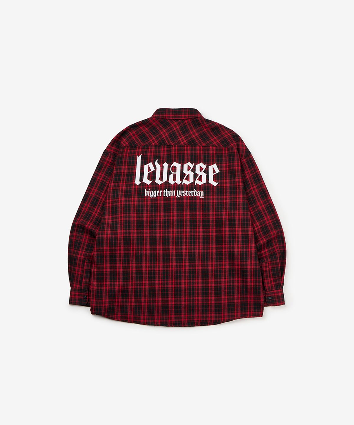 르바세(LEVASSE) 슬로건 백로고 오버핏 셔츠_레드