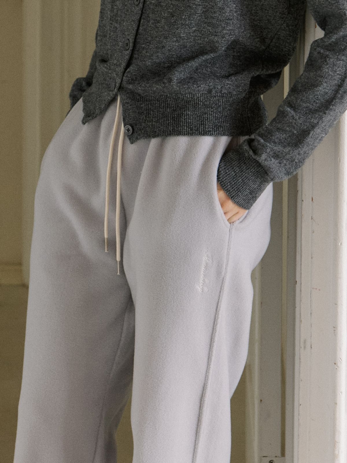 카인더베이비(KINDABABY) fleece easy pants - misty blue gray