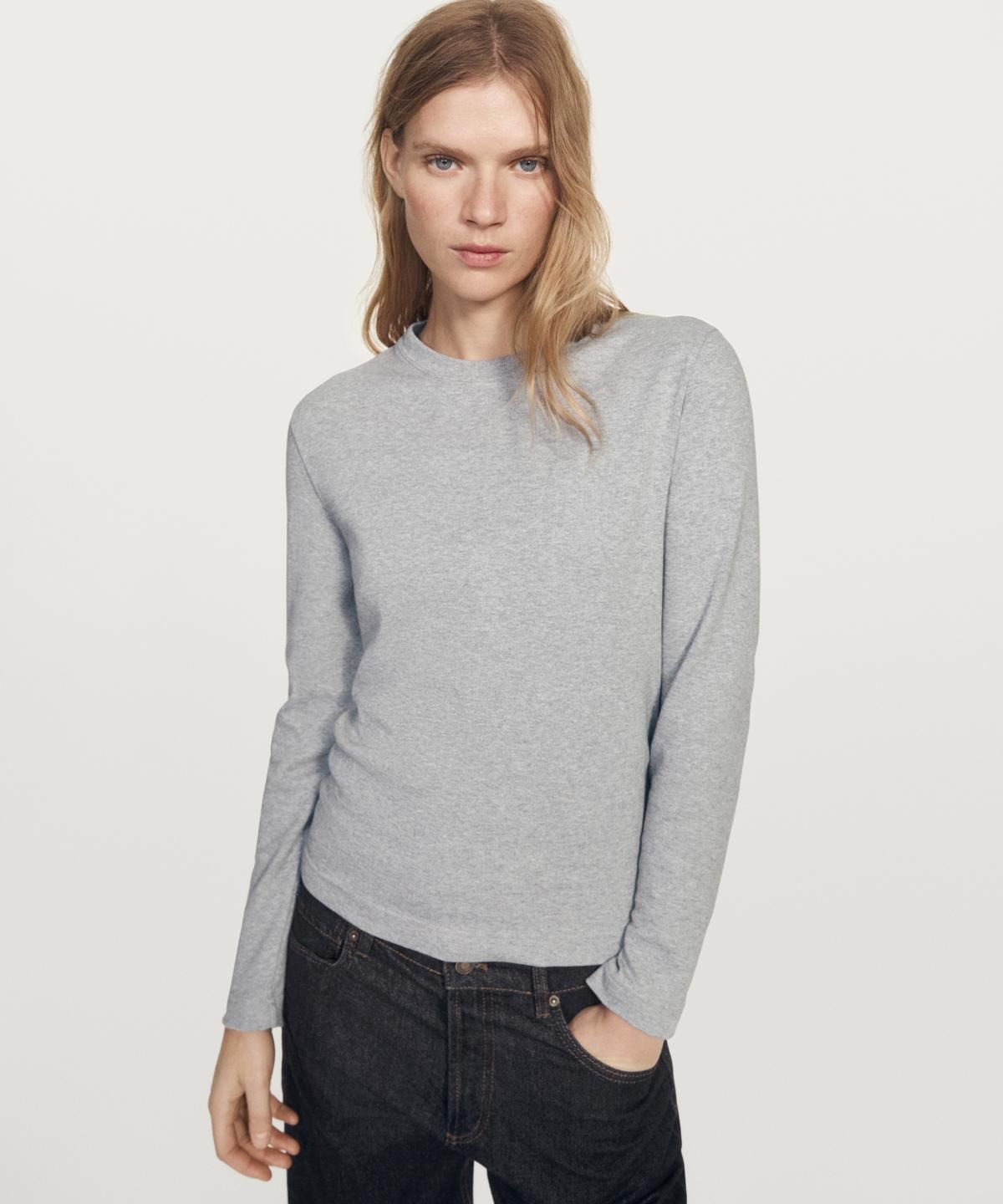 마시모두띠(MASSIMO DUTTI) 100% 코튼 인터로크 긴팔 티셔츠