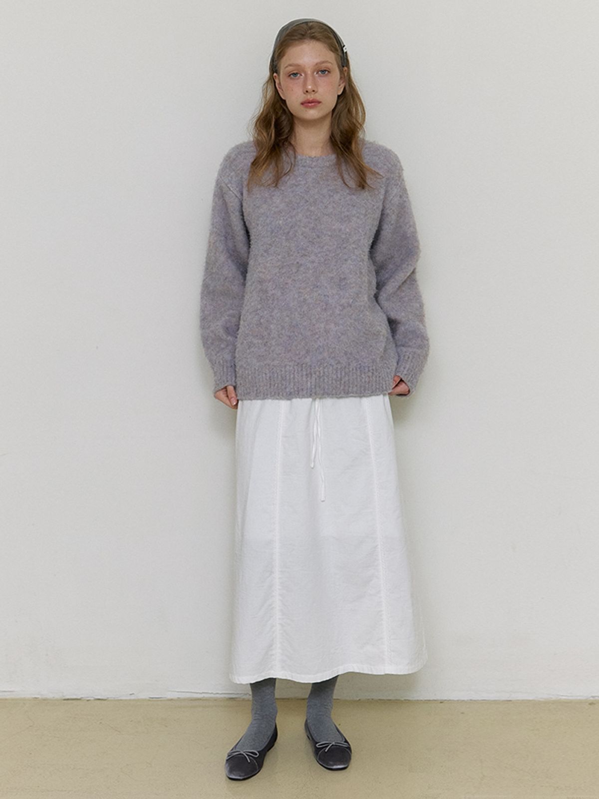 카인더베이비(KINDABABY) cozy lace point long skirt - off white