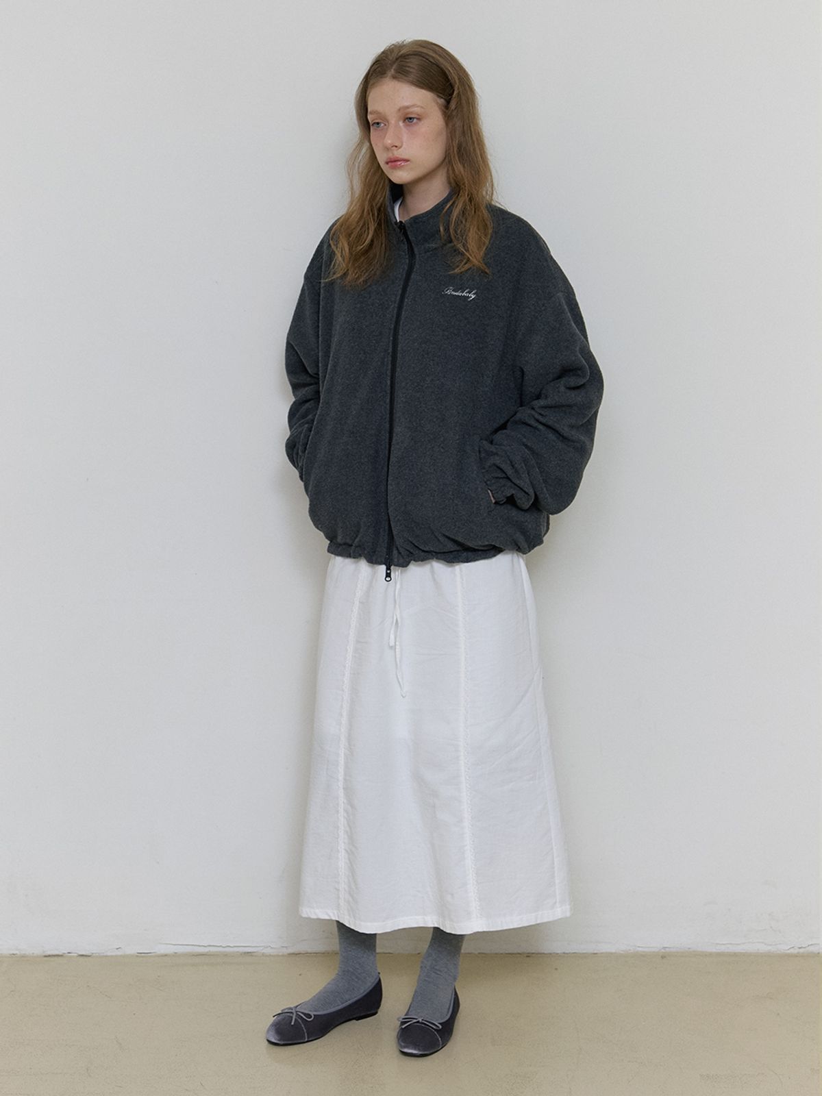 카인더베이비(KINDABABY) cozy lace point long skirt - off white