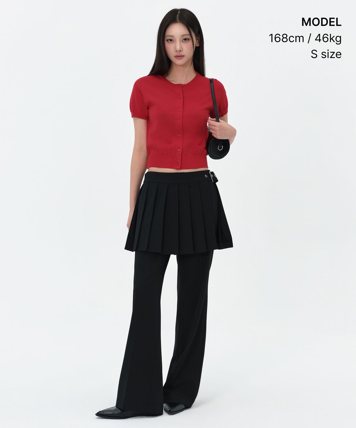 무신사 스탠다드 우먼(MUSINSA STANDARD WOMAN) 우먼즈 에센셜 라운드 넥 반소매 가디건 [레드]