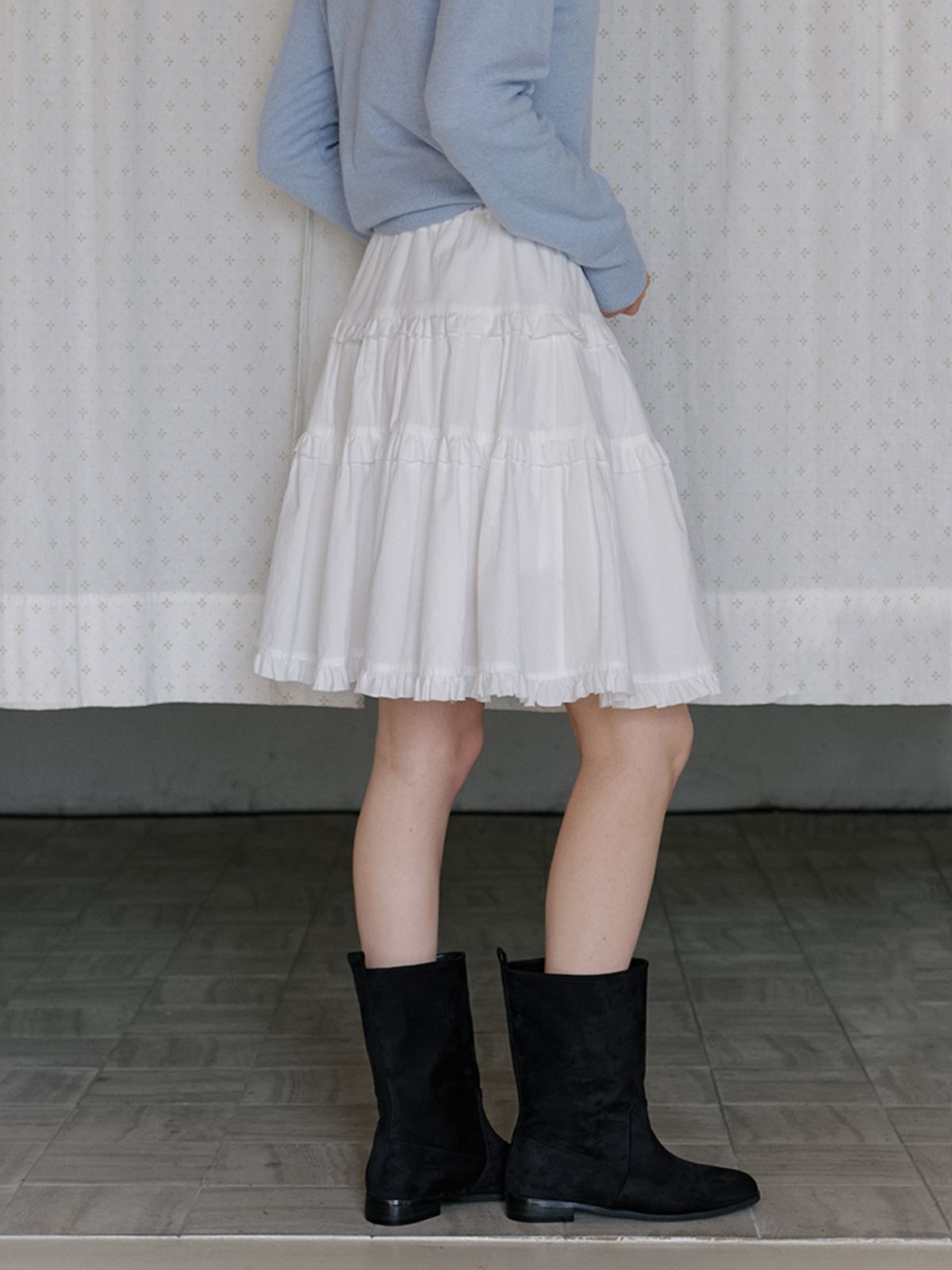 카인더베이비(KINDABABY) petit ruffle midi skirt - off white