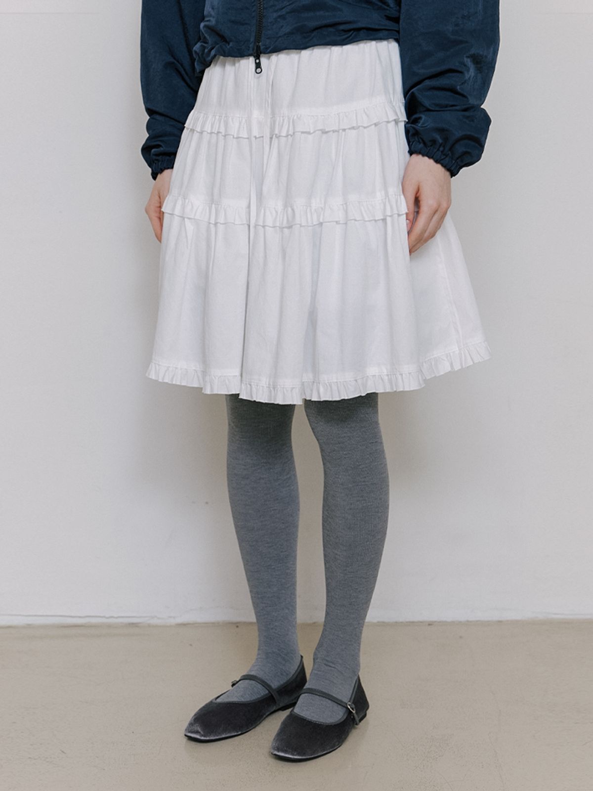 카인더베이비(KINDABABY) petit ruffle midi skirt - off white
