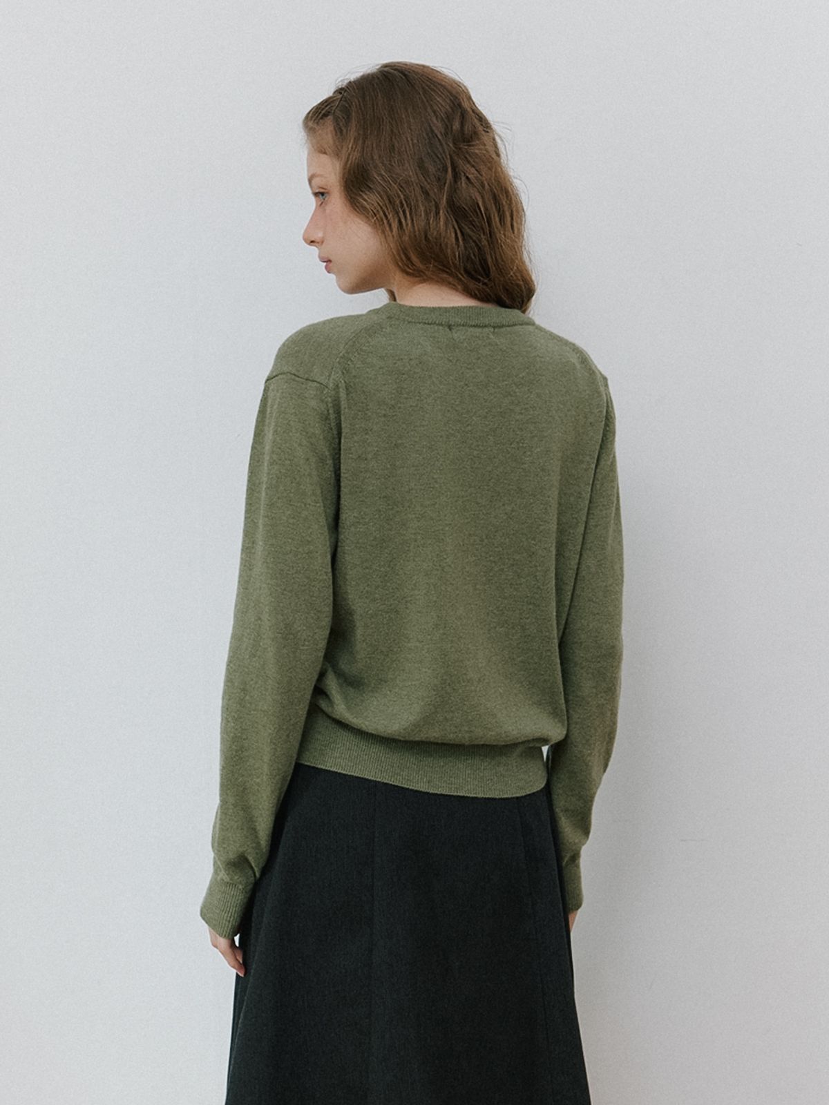 카인더베이비(KINDABABY) basic logo knit cardigan - soft khaki