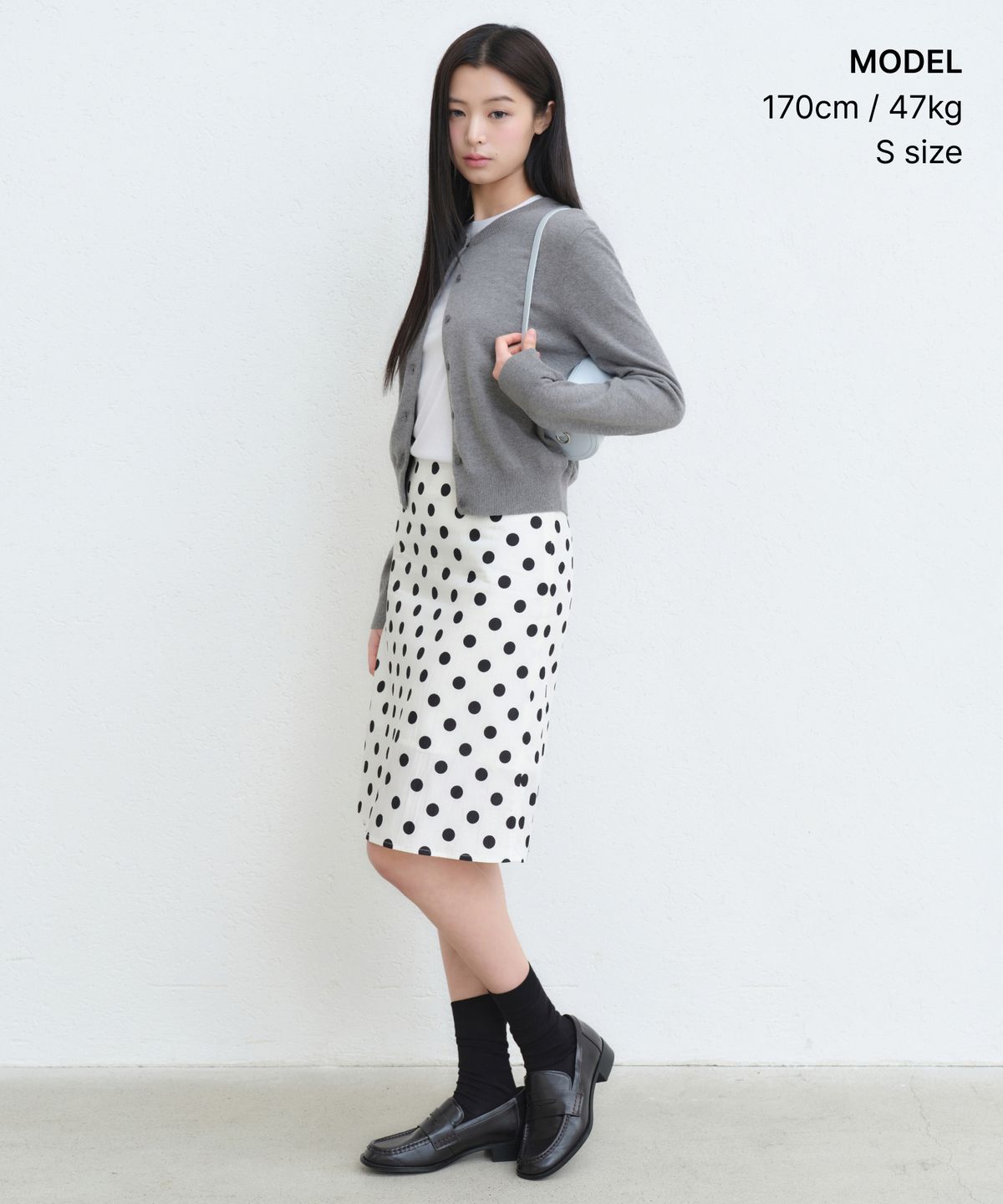 무신사 스탠다드 우먼(MUSINSA STANDARD WOMAN) 우먼즈 폴카 도트 니 렝스 스커트 [크림]