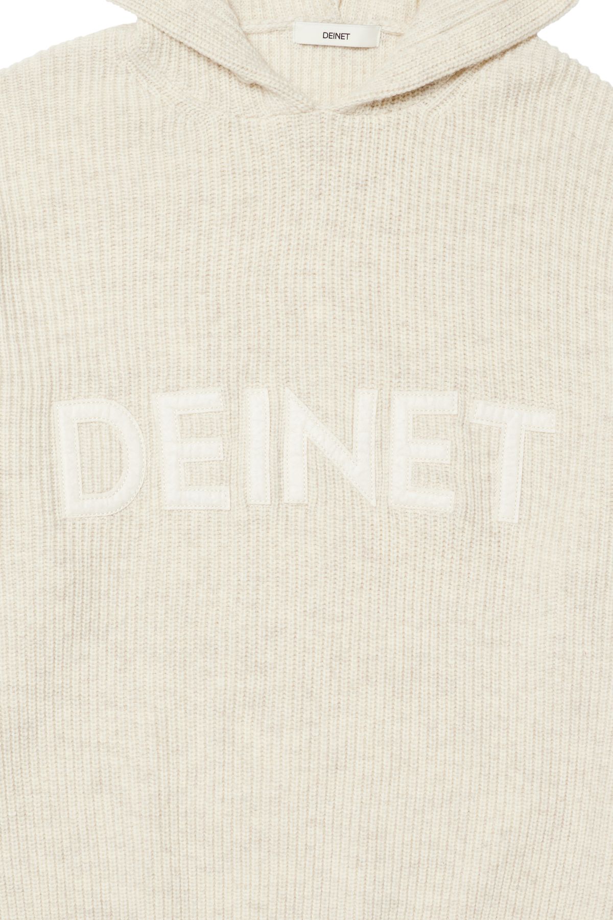 다이닛(DEINET) BASIC LOGO KNIT HOODIE IN OATMEAL