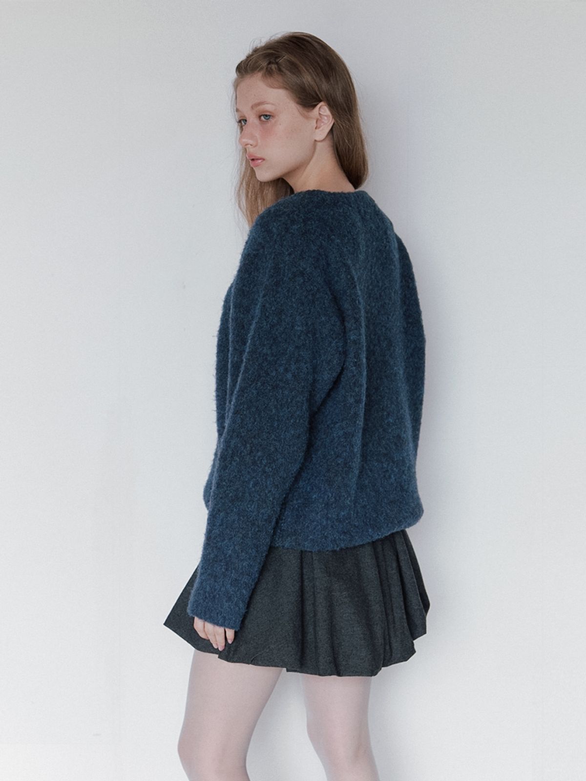 카인더베이비(KINDABABY) cozy brushed round knit - Blue haze