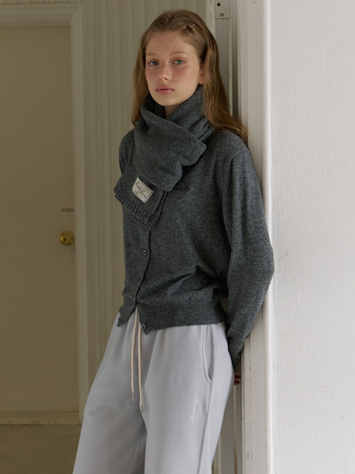 카인더베이비(KINDABABY) basic knit muffler - charcoal
