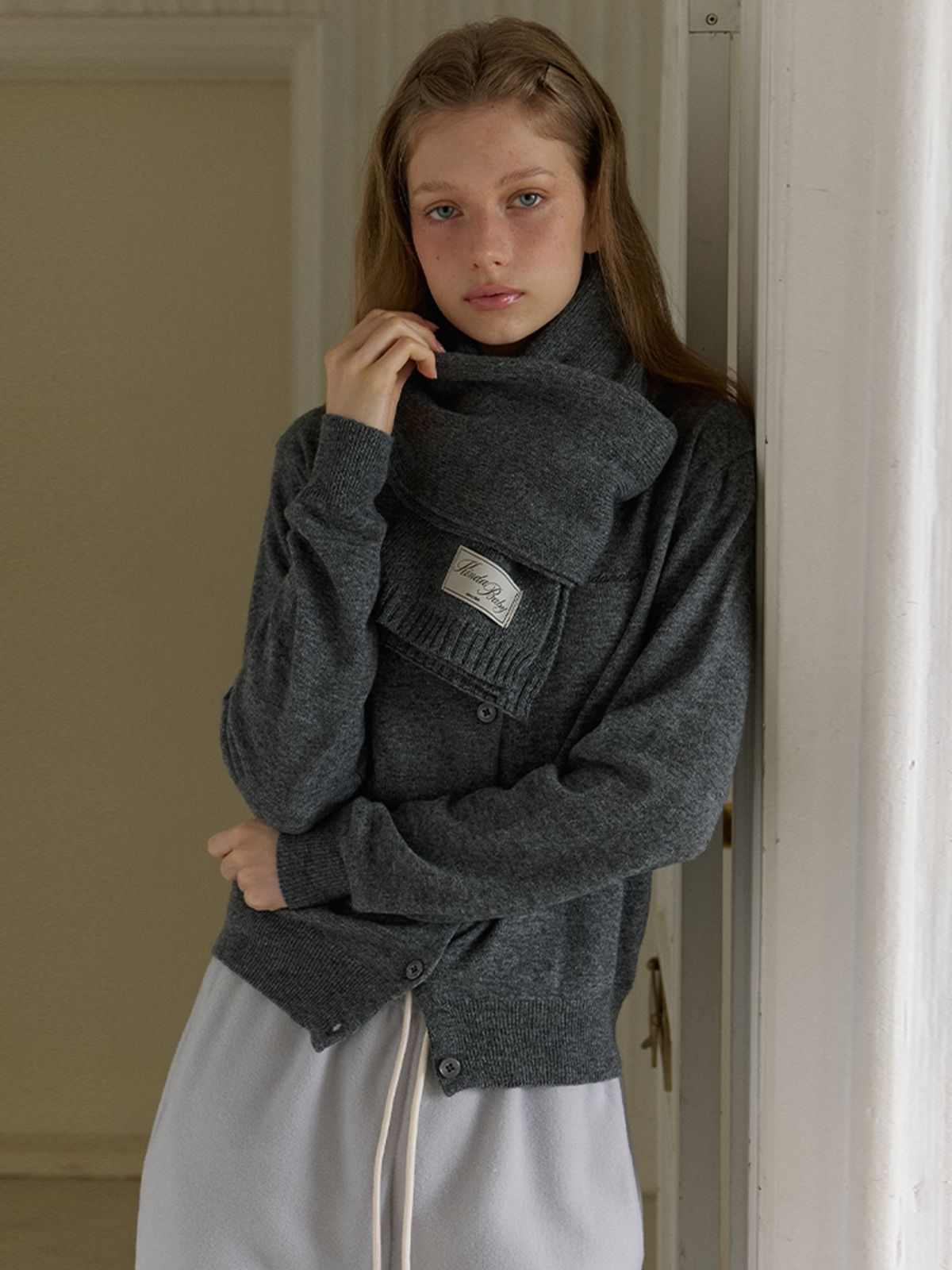 카인더베이비(KINDABABY) basic knit muffler - charcoal