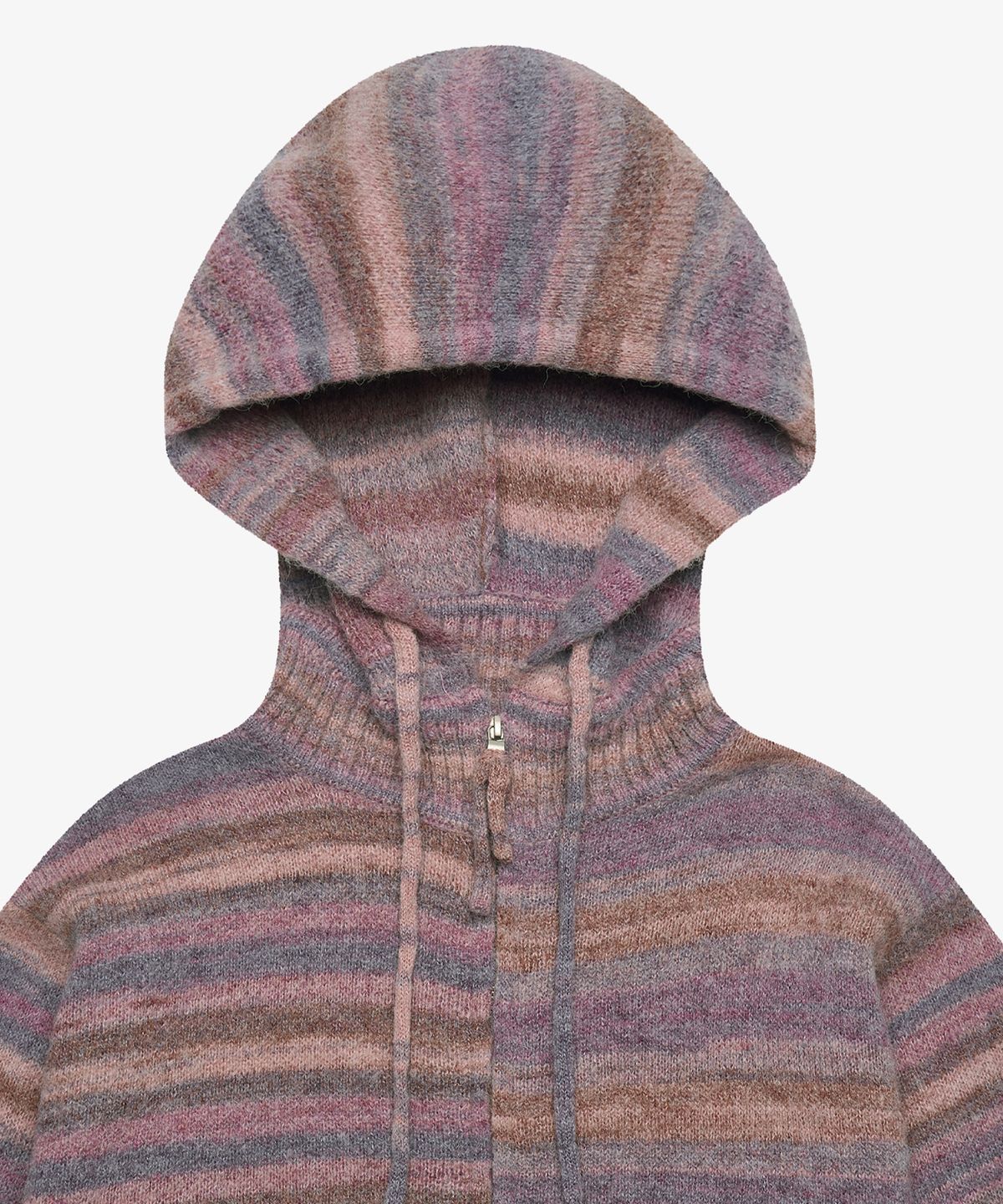 골든선샤인(GOLDEN SUNSHINE) Wool stripe knit hood zip-up_Pink